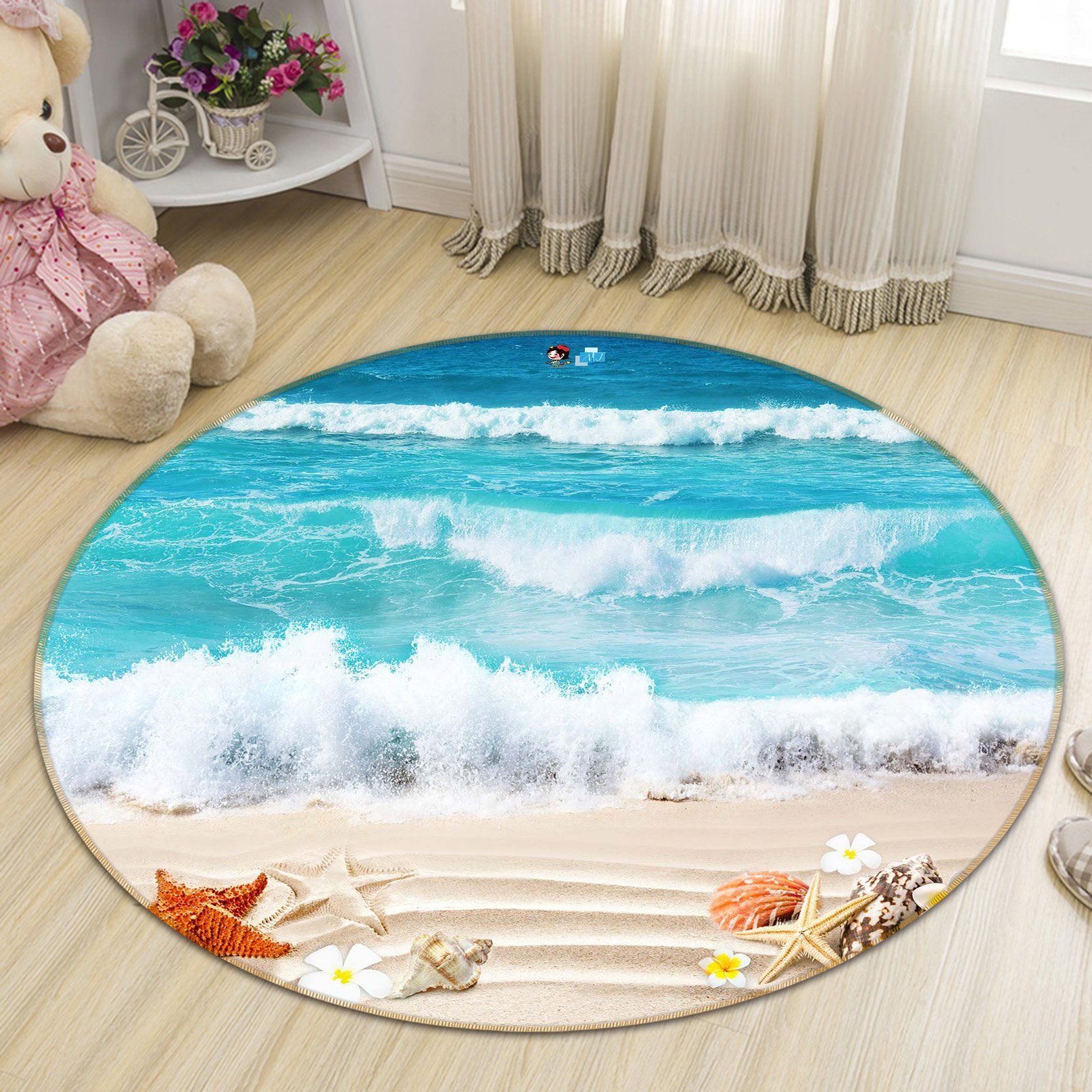 3D Beach Starfish 058 Round Non Slip Rug Mat Mat AJ Creativity Home 