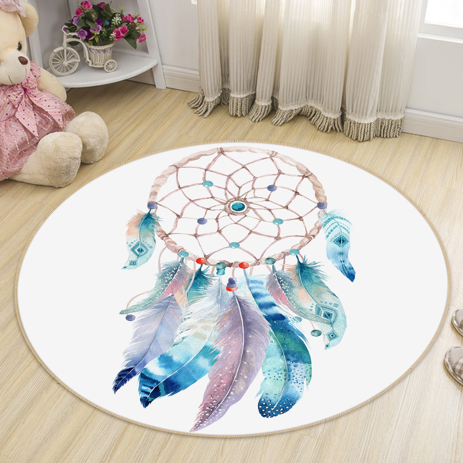 3D Dream Catcher 29058 Round Non Slip Rug Mat