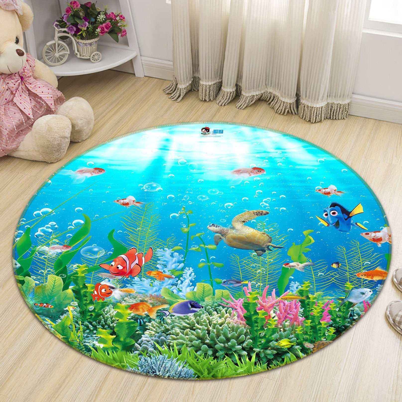 3D Turtle Bubble 043 Round Non Slip Rug Mat Mat AJ Creativity Home 