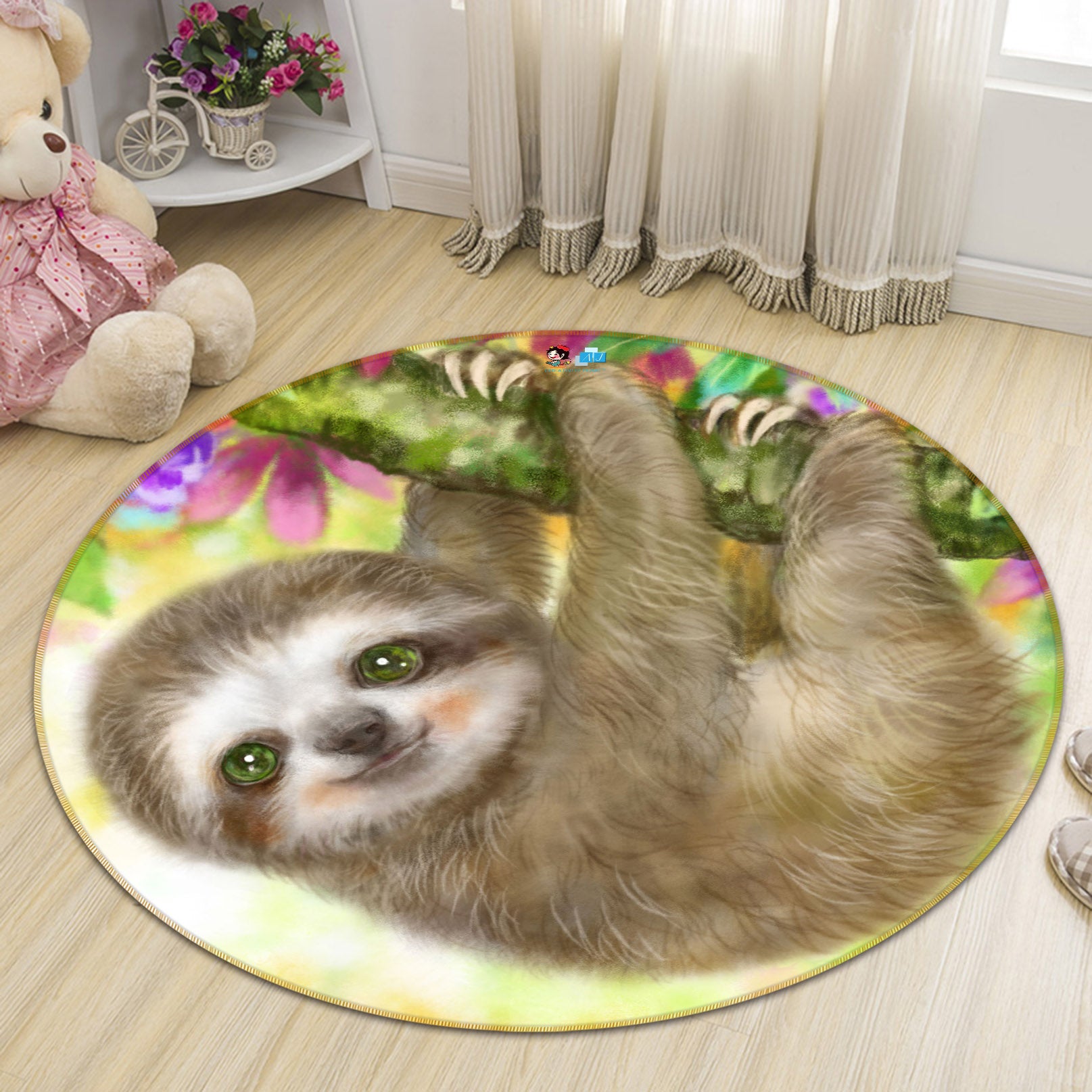 3D Cute Sloth 6067 Kayomi Harai Rug Round Non Slip Rug Mat