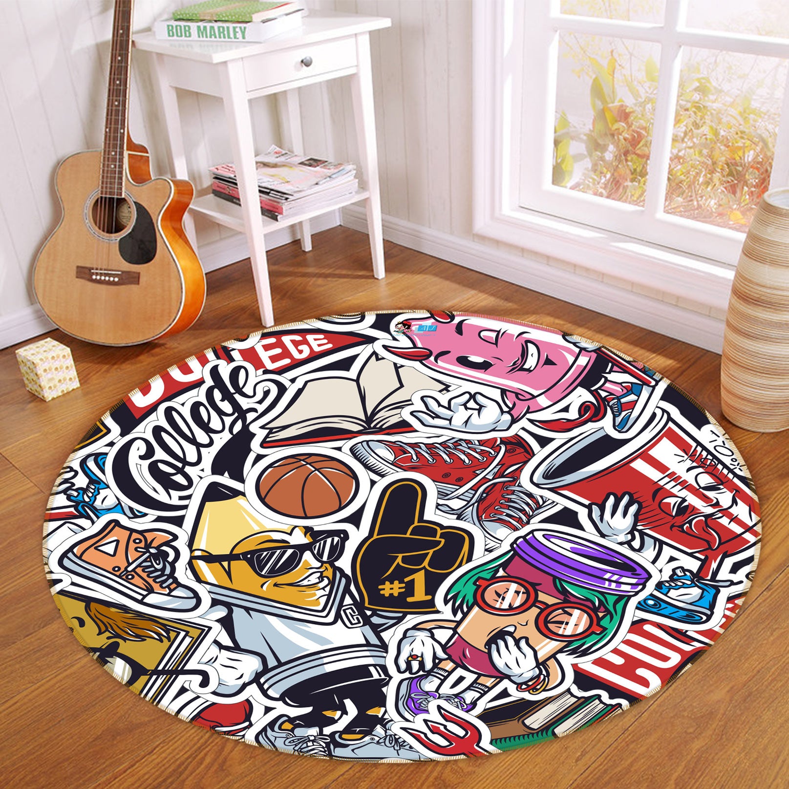 3D Doodle Stickers 81157 Round Non Slip Rug Mat