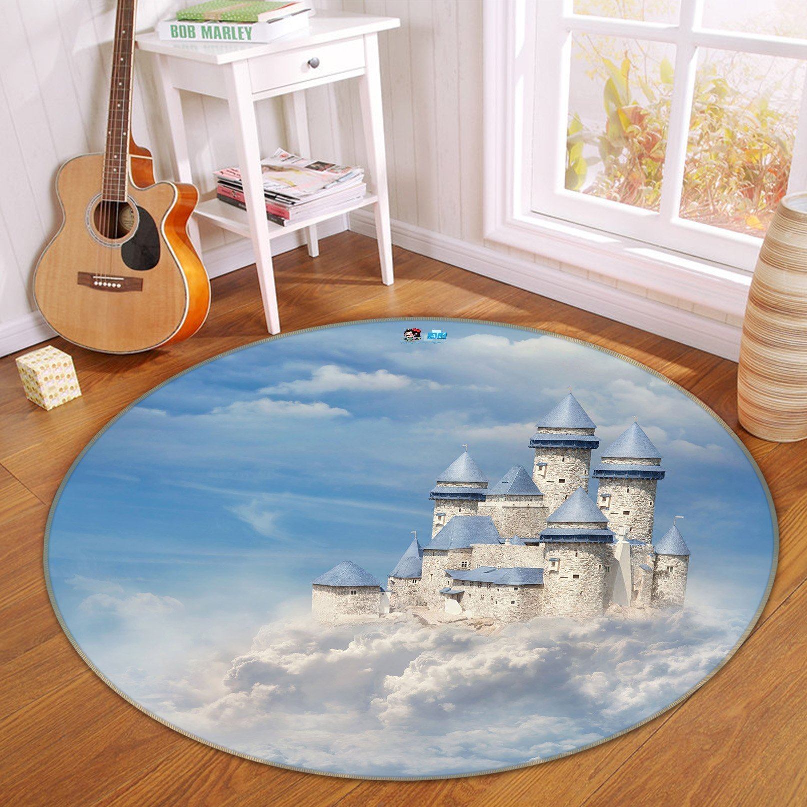 3D Castle In The Clouds 116 Round Non Slip Rug Mat Mat AJ Creativity Home 