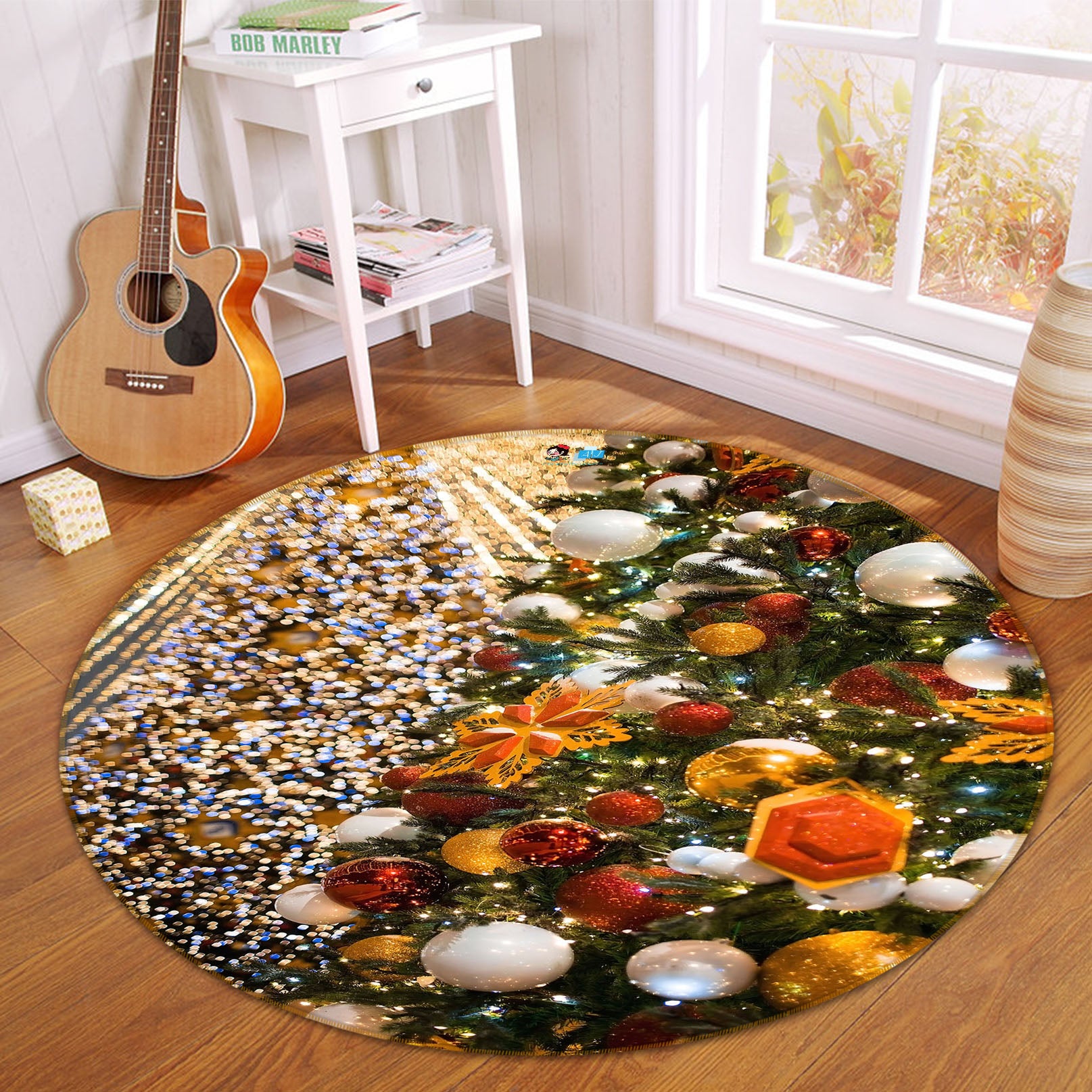 3D Ball Pendant 54205 Christmas Round Non Slip Rug Mat Xmas