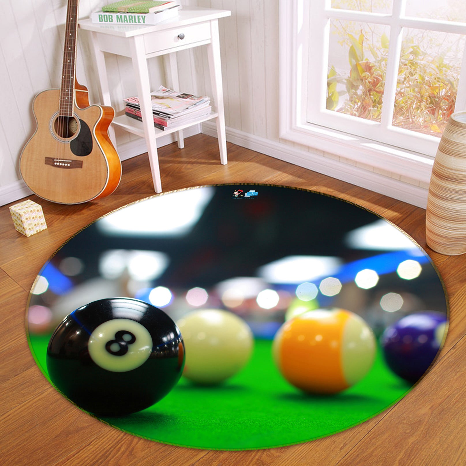 3D Billiard 72271 Round Non Slip Rug Mat
