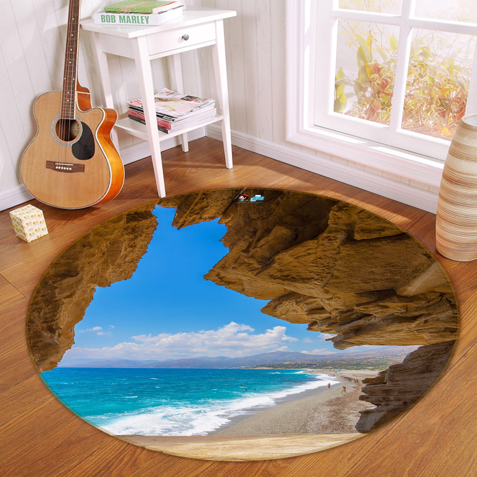 3D Seaside 69181 Round Non Slip Rug Mat