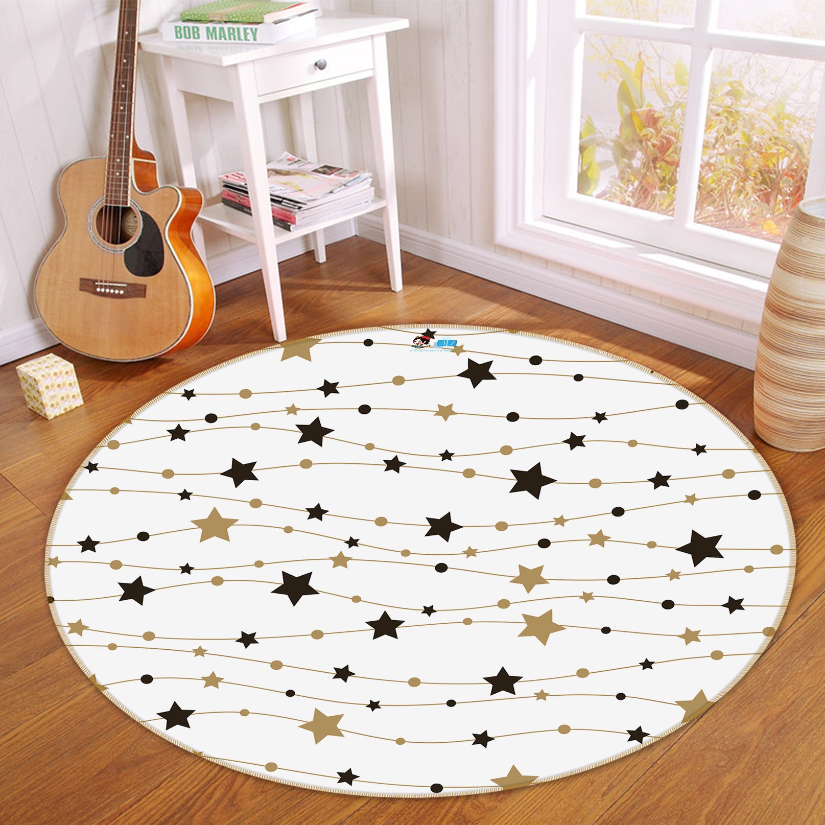 3D Five-Pointed Star 73027 Round Non Slip Rug Mat