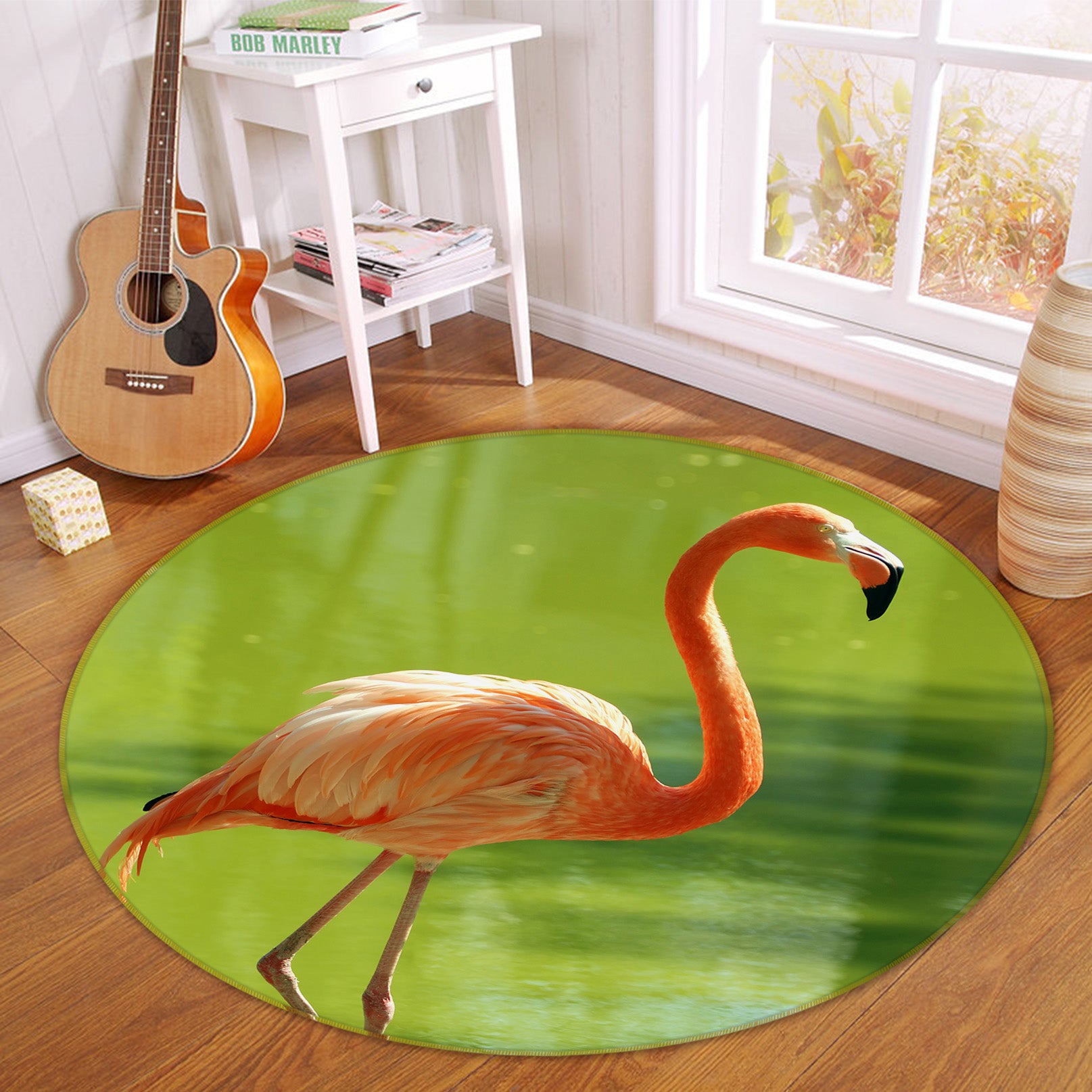 3D Flamingo 37156 Animal Round Non Slip Rug Mat