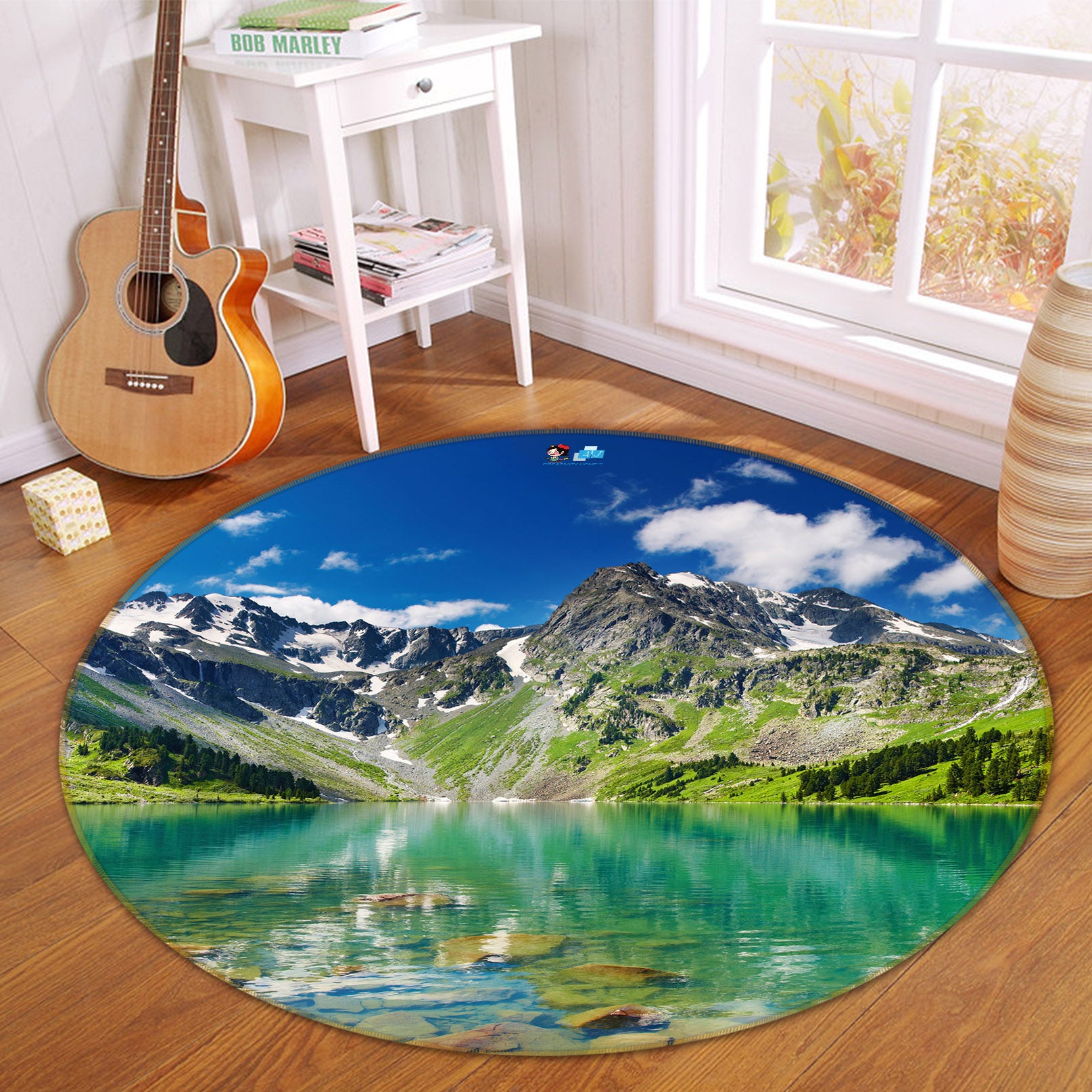 3D Mountains Rivers 72058 Round Non Slip Rug Mat