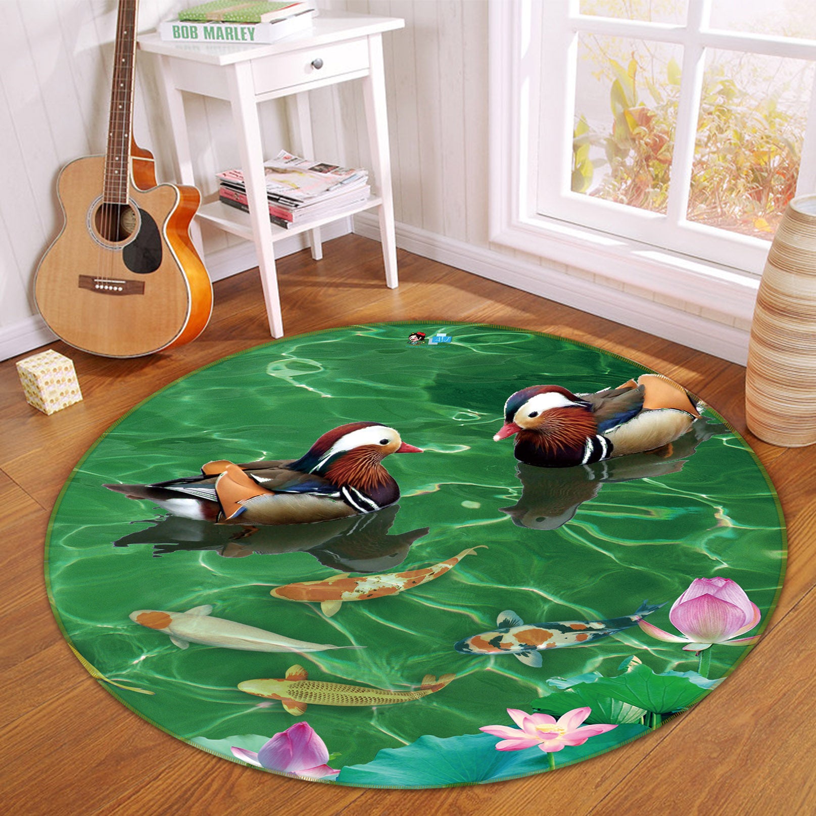 3D Mandarin Duck 71295 Round Non Slip Rug Mat