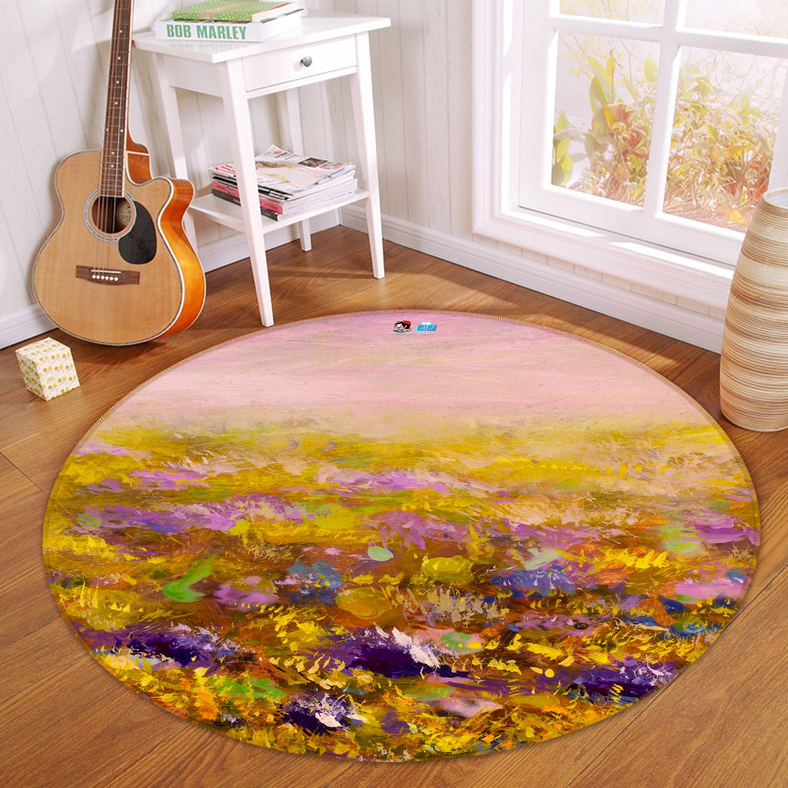 3D Meadow Flowers 71146 Round Non Slip Rug Mat