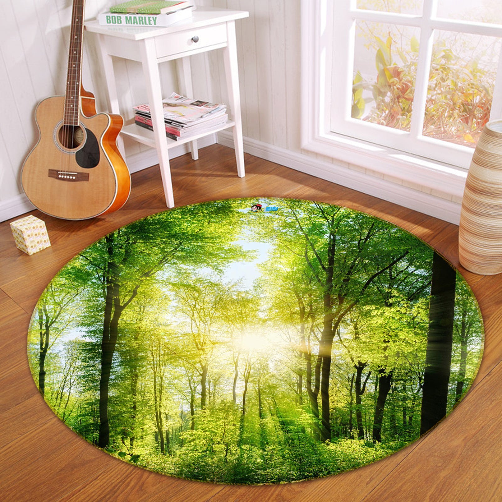 3D Sunny Woods 72104 Round Non Slip Rug Mat
