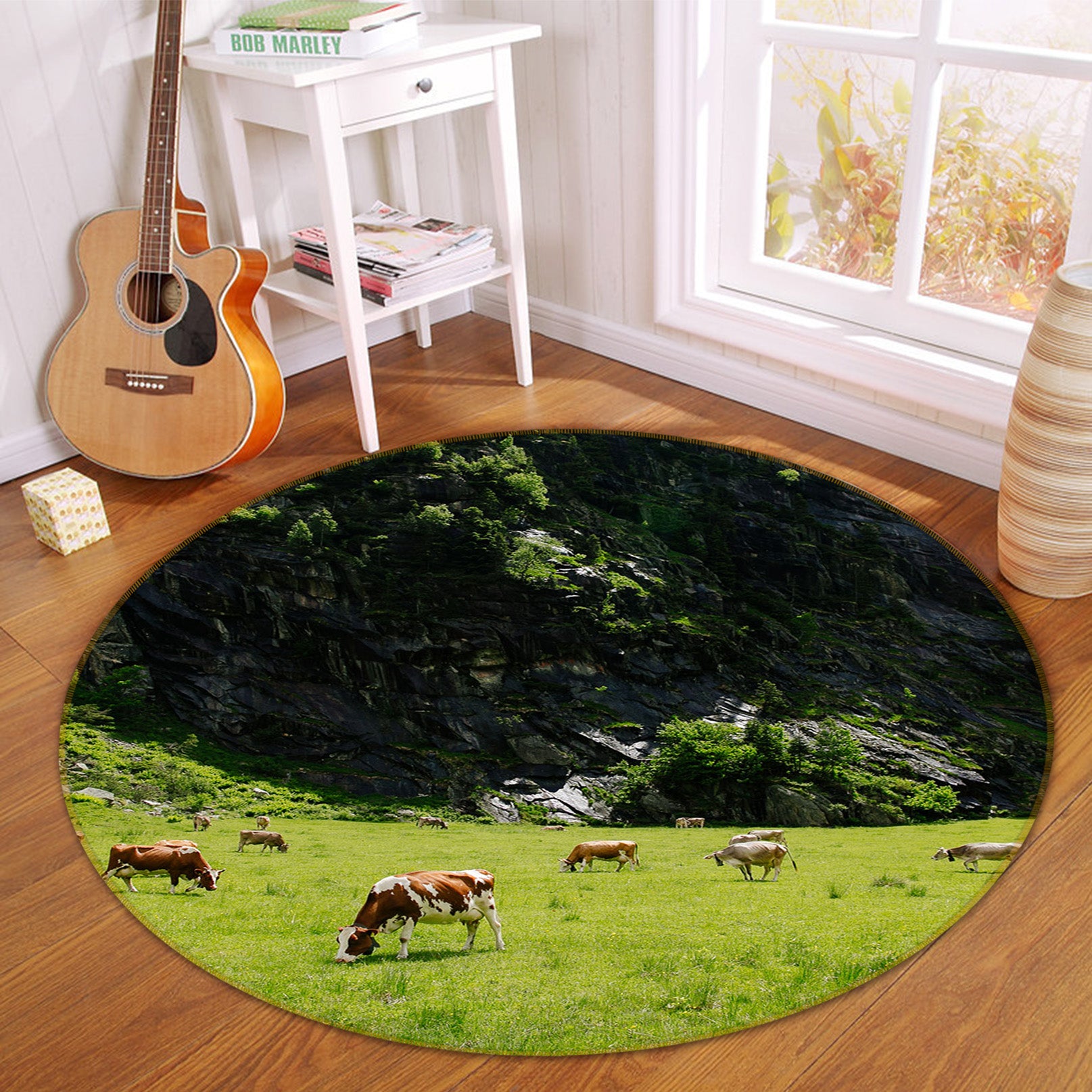 3D Grassland 82180 Animal Round Non Slip Rug Mat