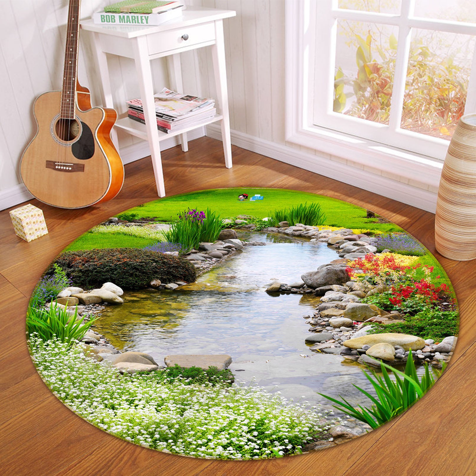 3D Creek Stone 72041 Round Non Slip Rug Mat