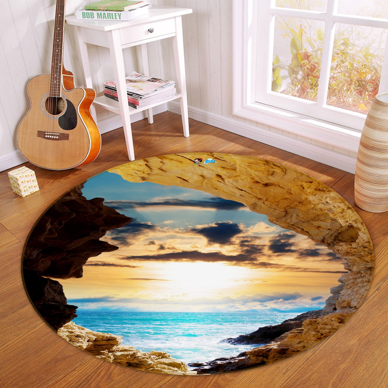 3D The Sea And The Sky 69150 Round Non Slip Rug Mat