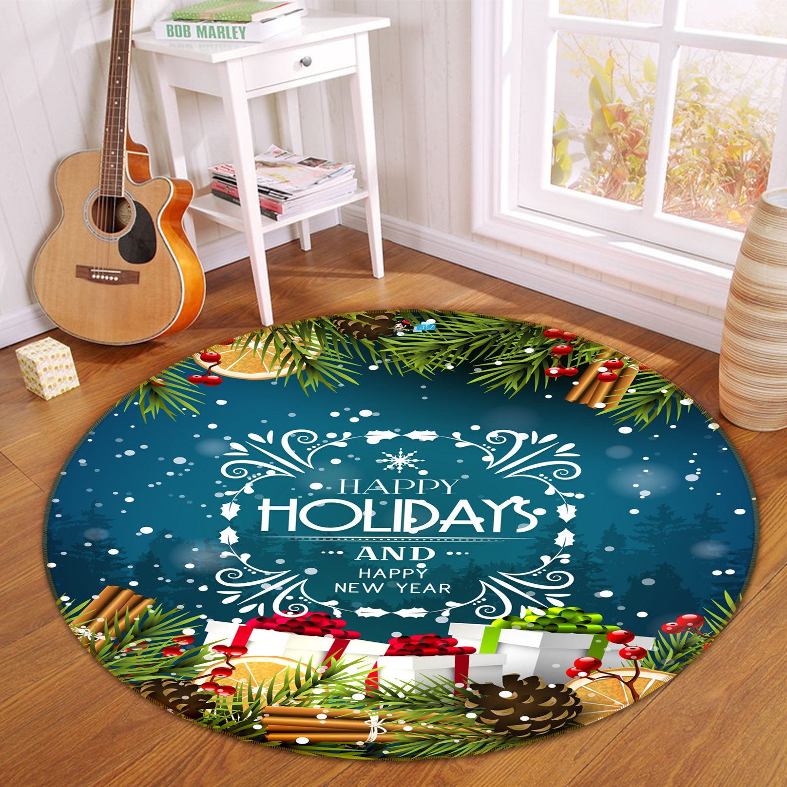 3D Gift 54159 Christmas Round Non Slip Rug Mat Xmas