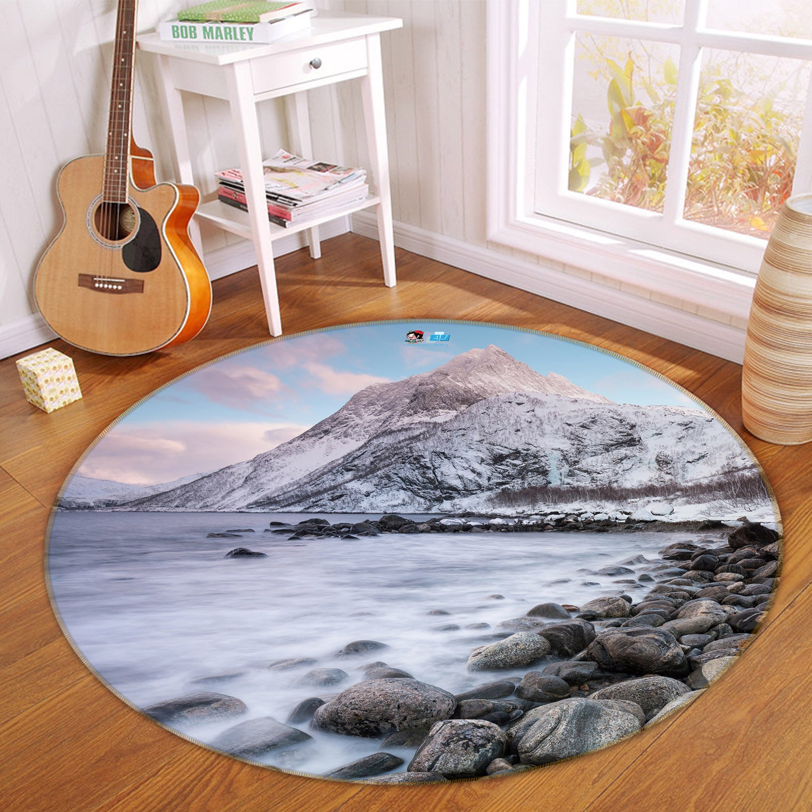3D Seaside Stone 69137 Round Non Slip Rug Mat