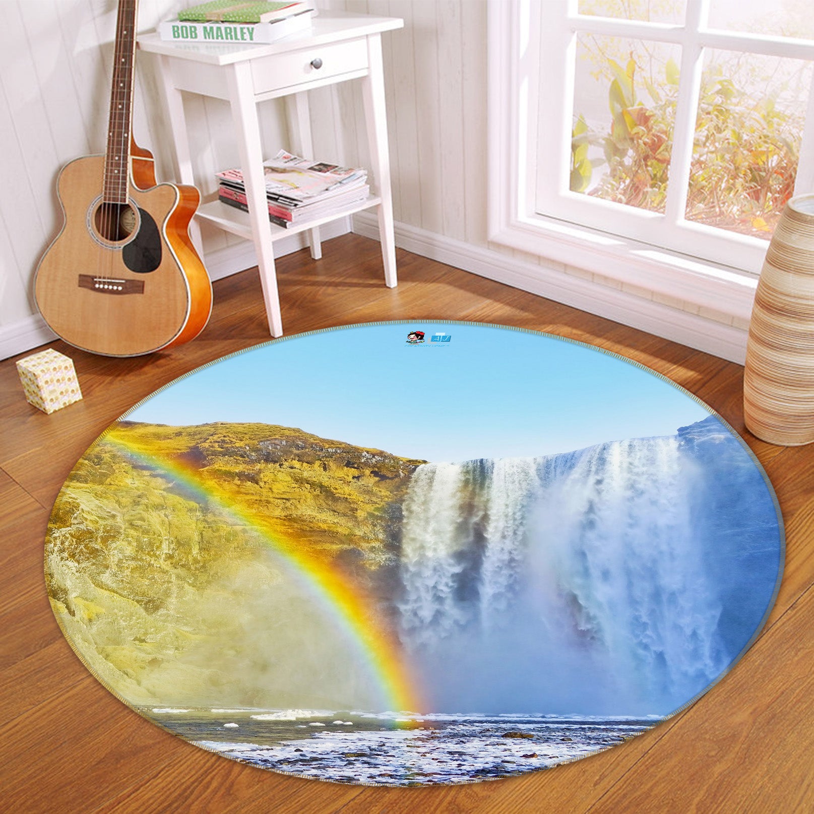 3D Rainbow Falls 69107 Round Non Slip Rug Mat