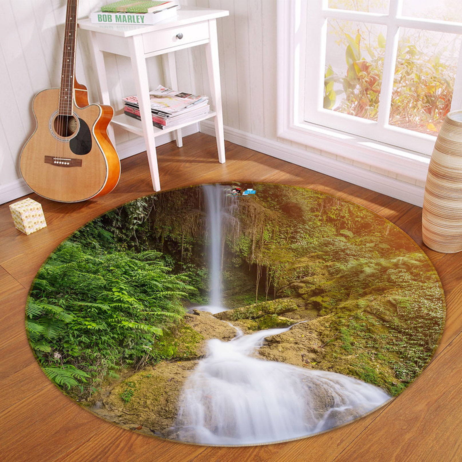 3D Valley Running Water 69074 Round Non Slip Rug Mat