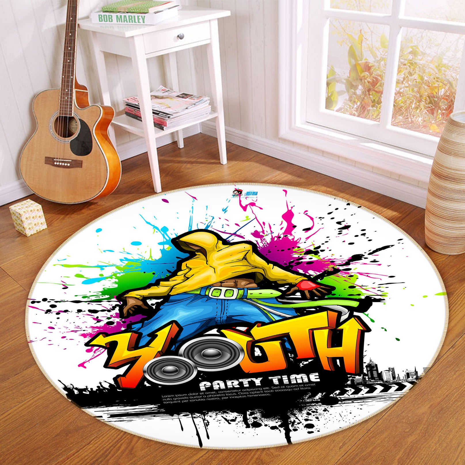 3D Street Dance Graffiti 72236 Round Non Slip Rug Mat