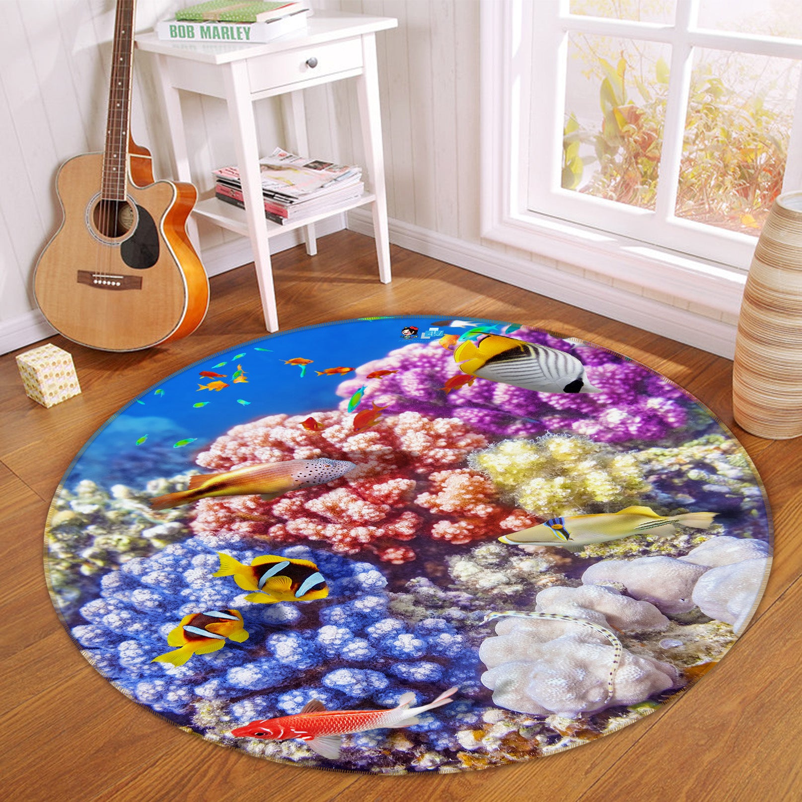 3D Coral Fish 69059 Round Non Slip Rug Mat