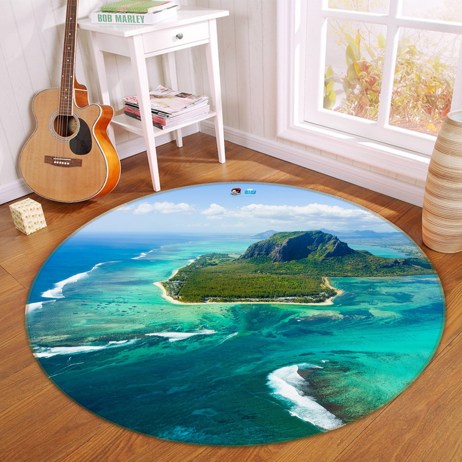 3D Sea Island 69168 Round Non Slip Rug Mat