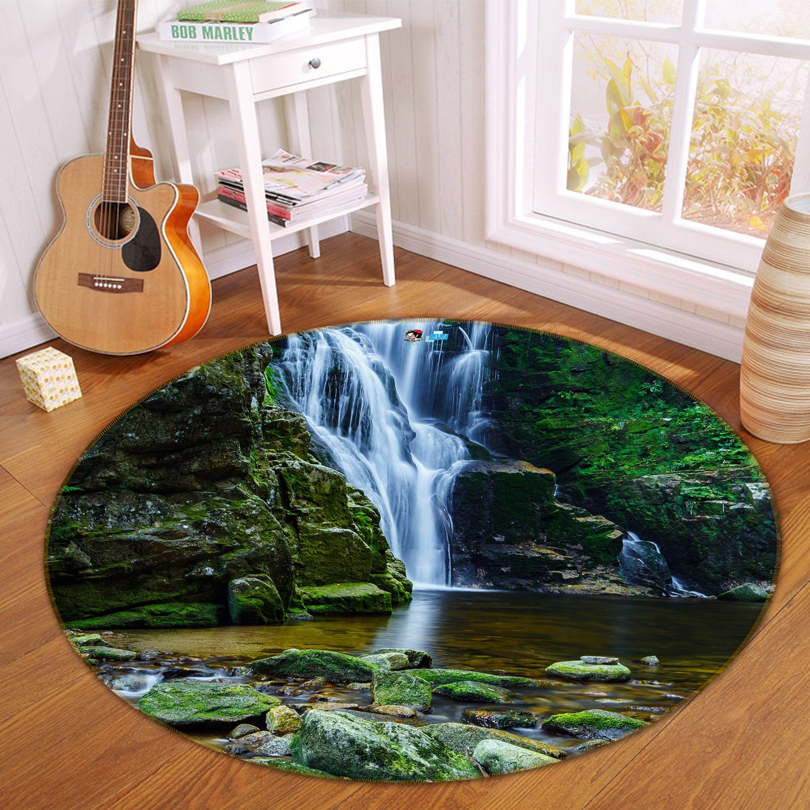3D Waterfall 74171 Round Non Slip Rug Mat