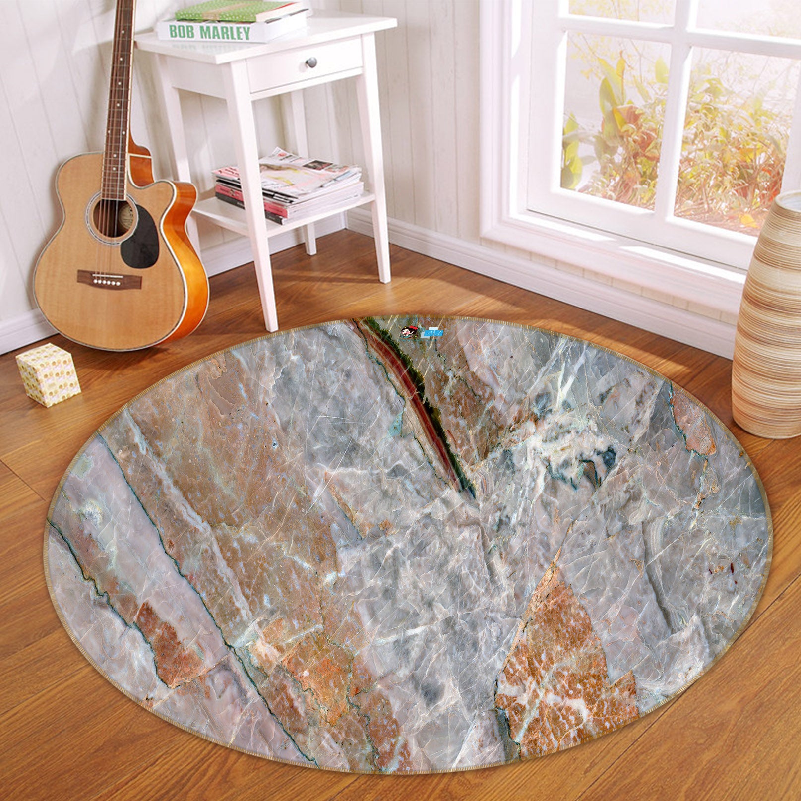 3D Marble 71163 Round Non Slip Rug Mat