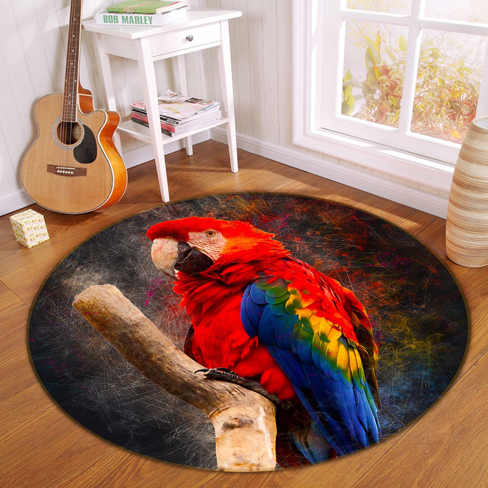 3D Parrot 82197 Animal Round Non Slip Rug Mat