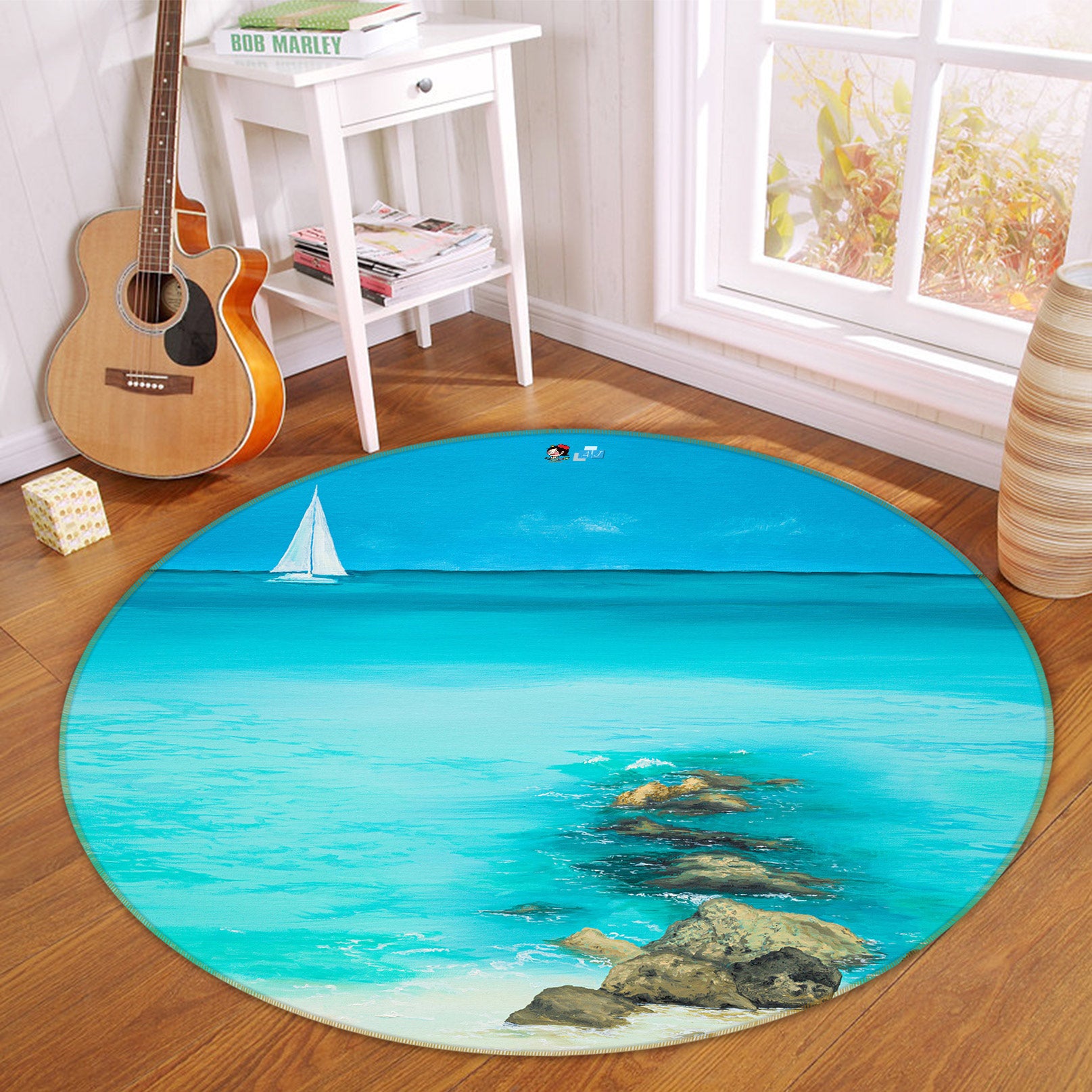 3D Seawater 18126 Marina Zotova Rug Round Non Slip Rug Mat