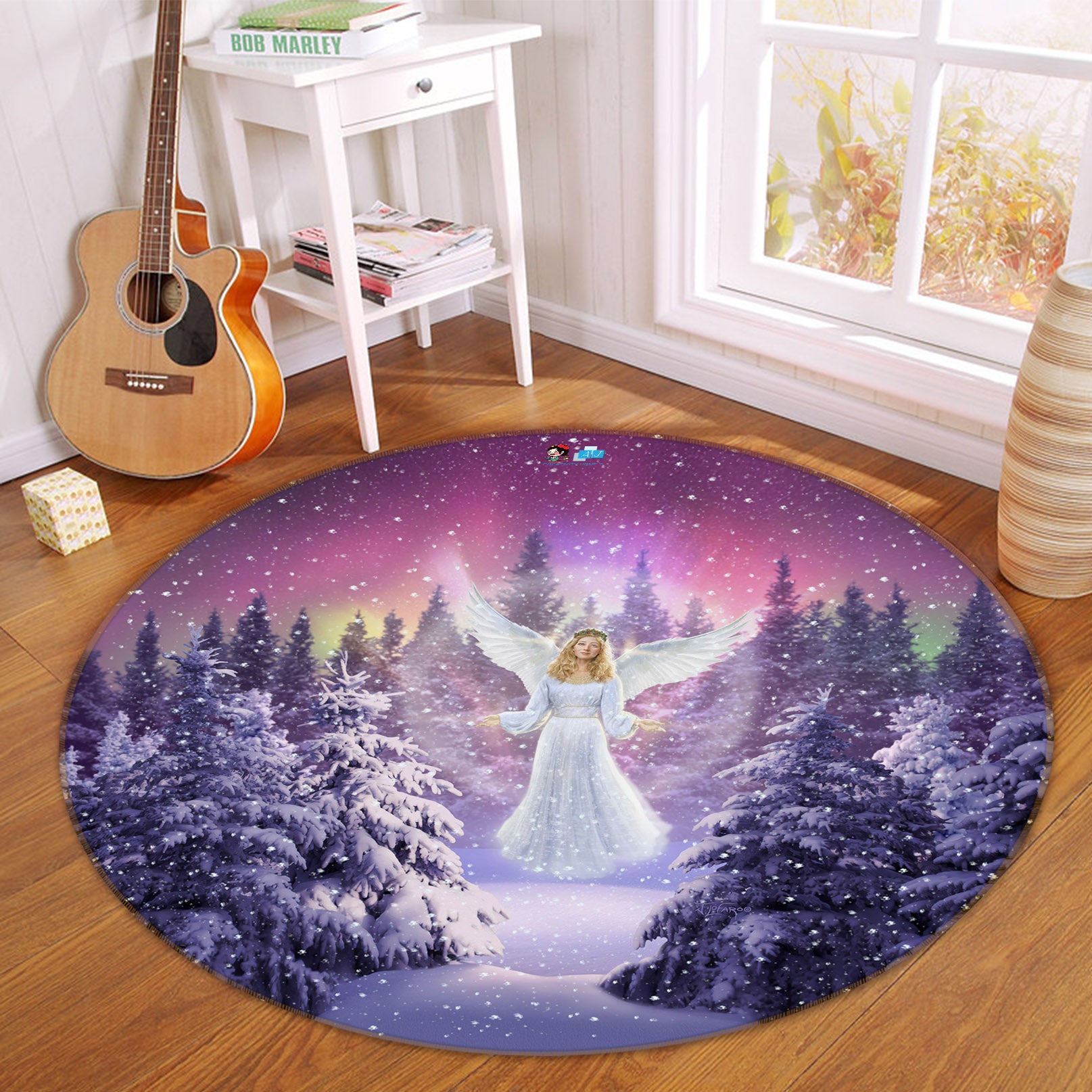 3D Snowfield Angel 83144 Jerry LoFaro Rug Round Non Slip Rug Mat