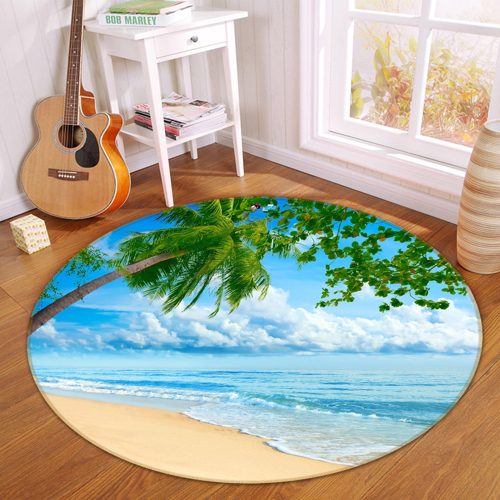 3D Seaside 66196 Round Non Slip Rug Mat