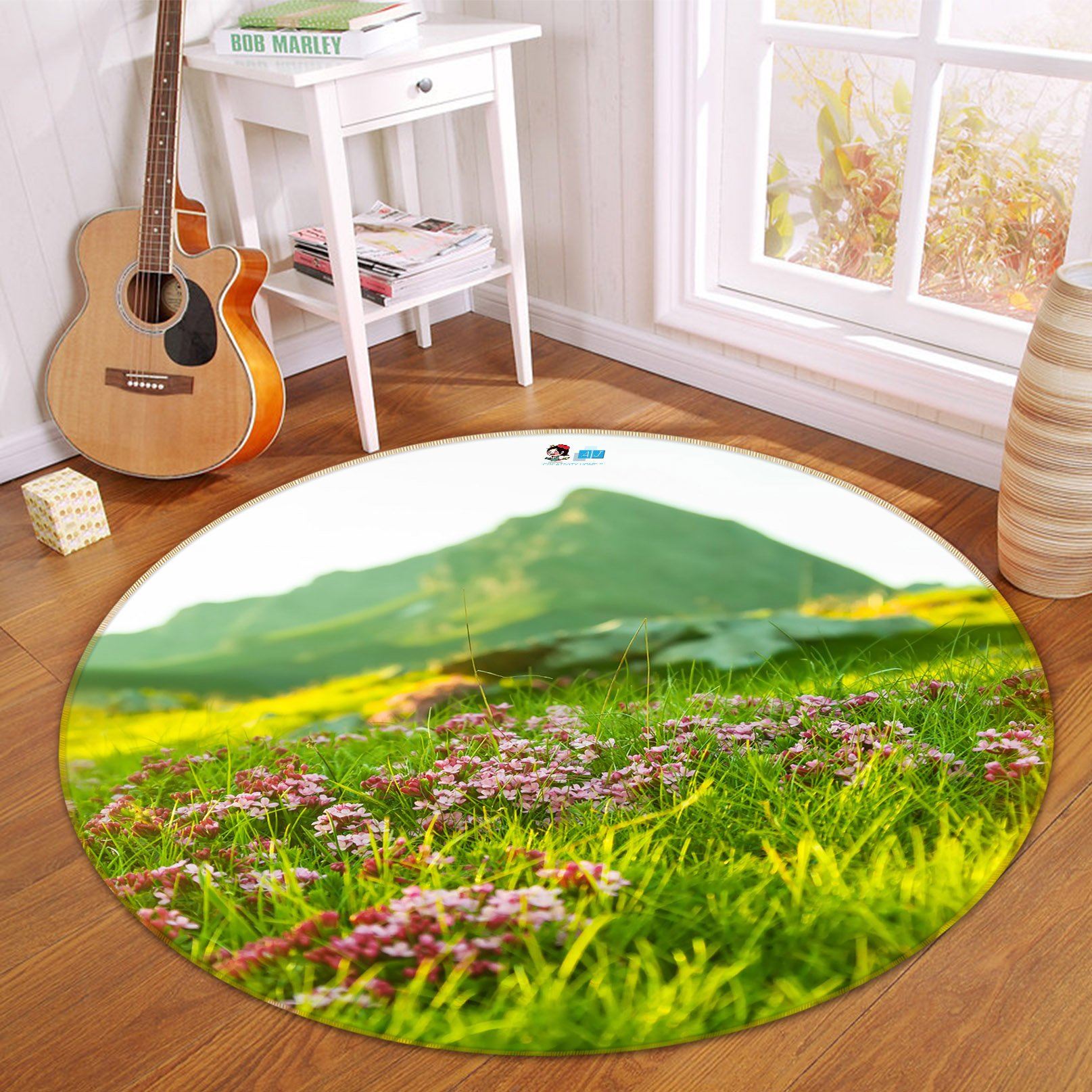 3D Lawn Mountain 110 Round Non Slip Rug Mat Mat AJ Creativity Home 