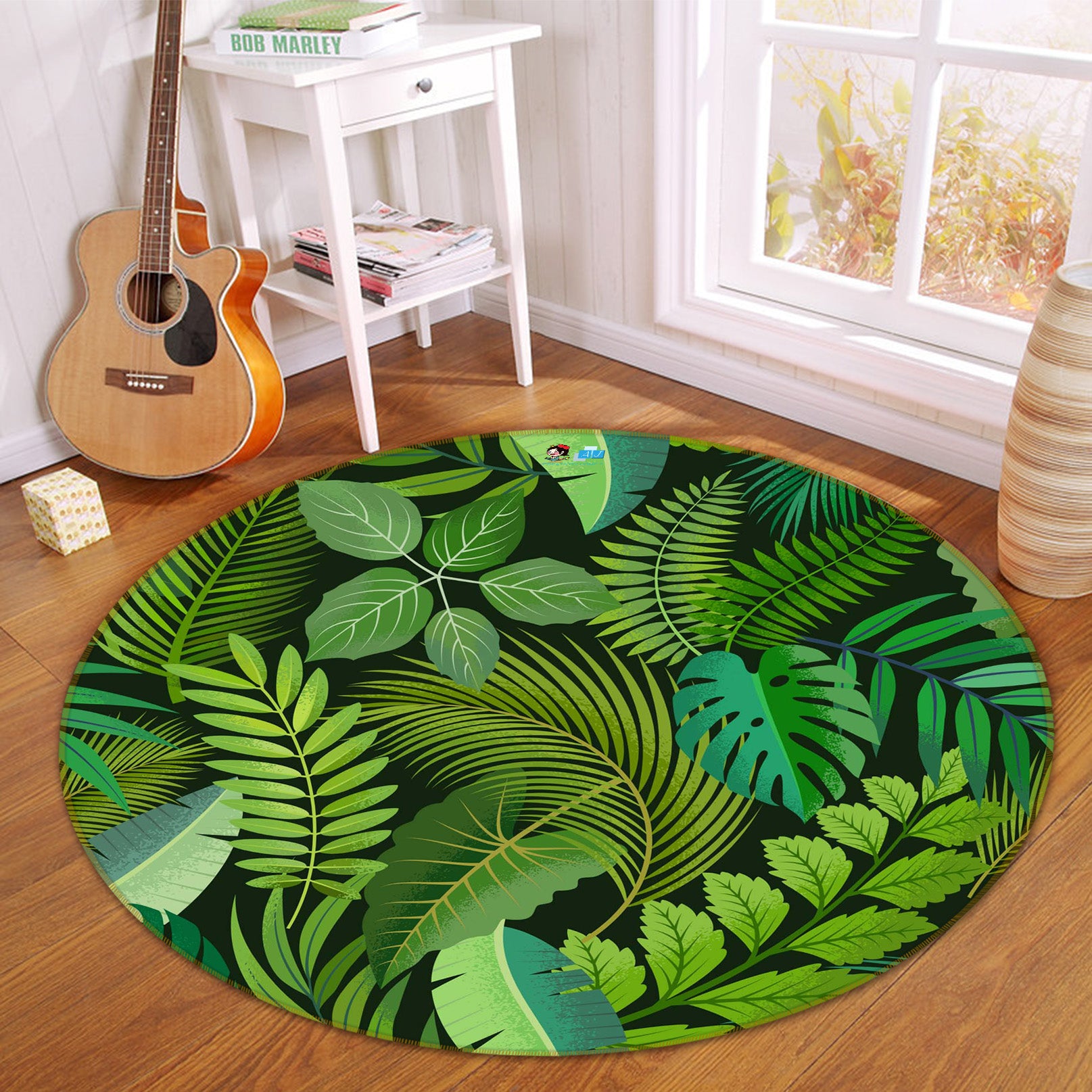 3D Leaves 71207 Round Non Slip Rug Mat