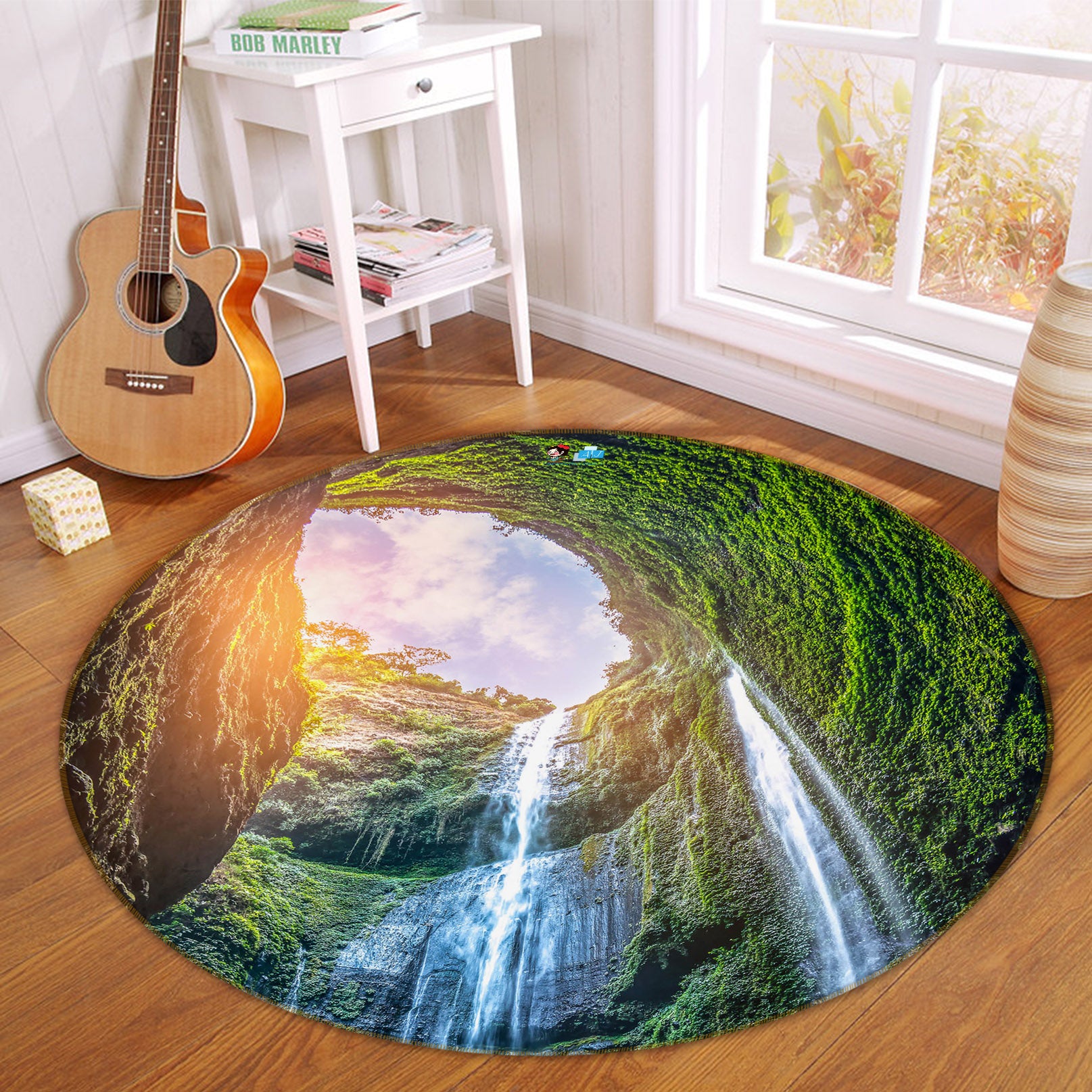 3D Mountain Cave 69105 Round Non Slip Rug Mat
