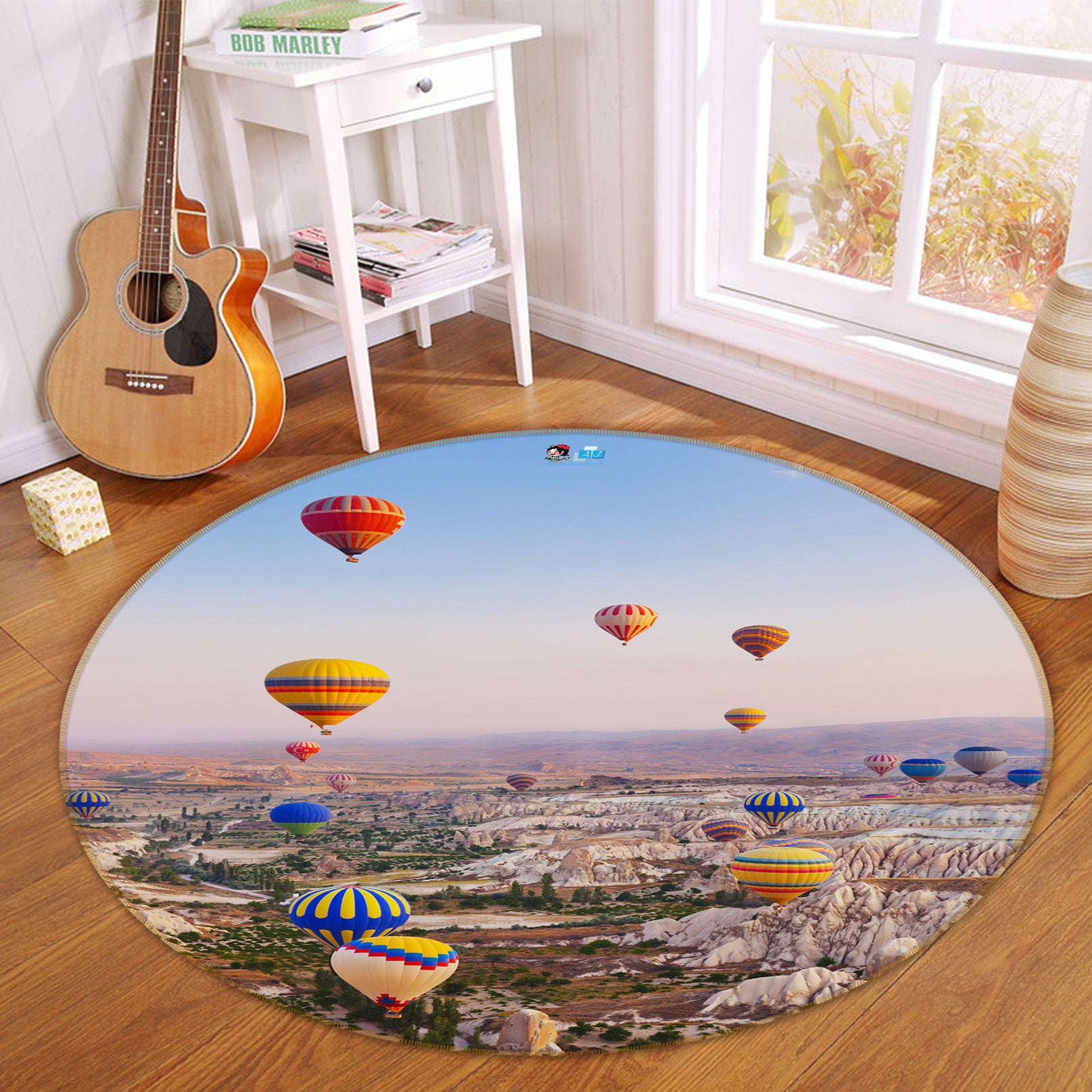 3D Hot Air Balloon 69186 Round Non Slip Rug Mat