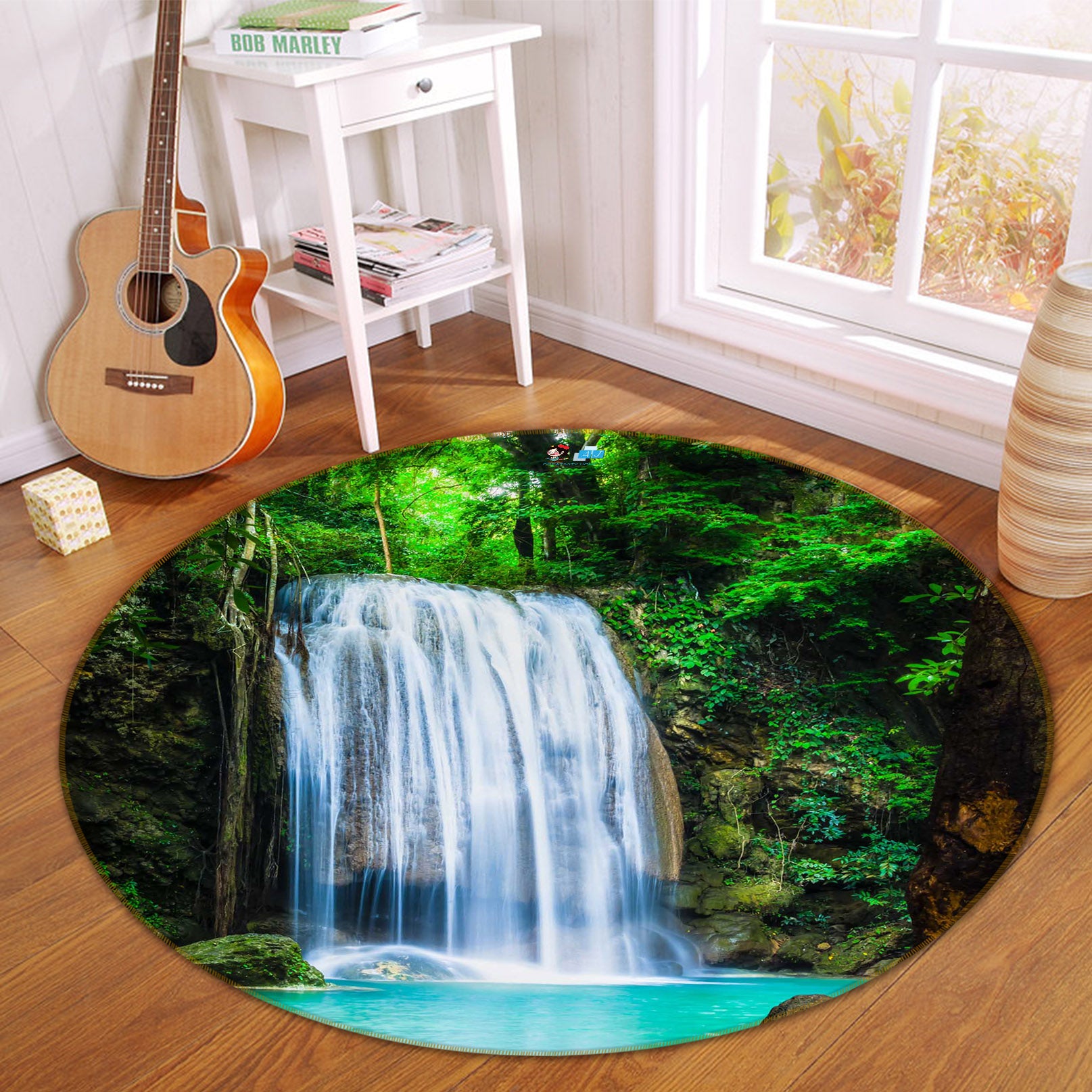3D Waterfall 72128 Round Non Slip Rug Mat
