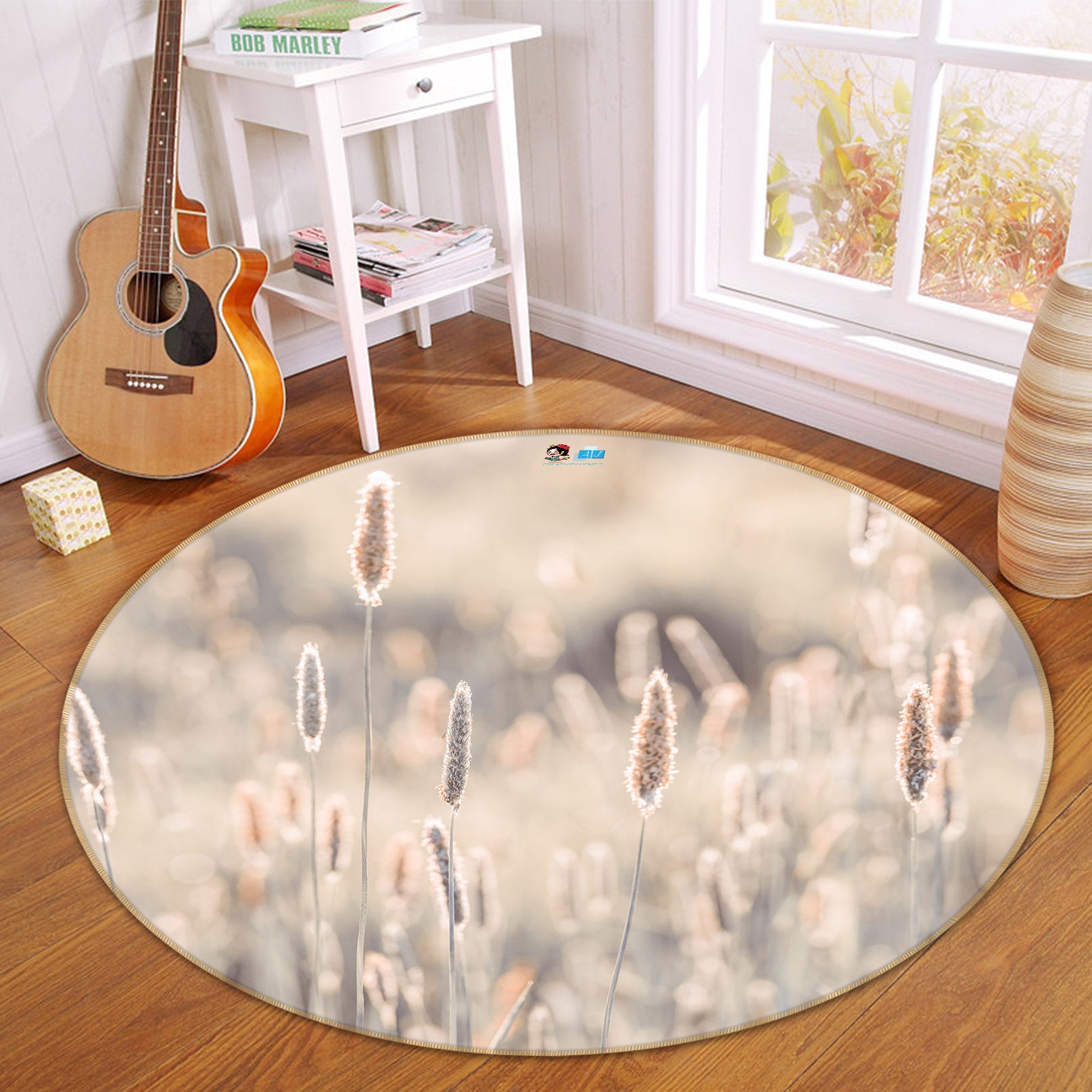 3D Hazy Grass 7342 Assaf Frank Rug Round Non Slip Rug Mat