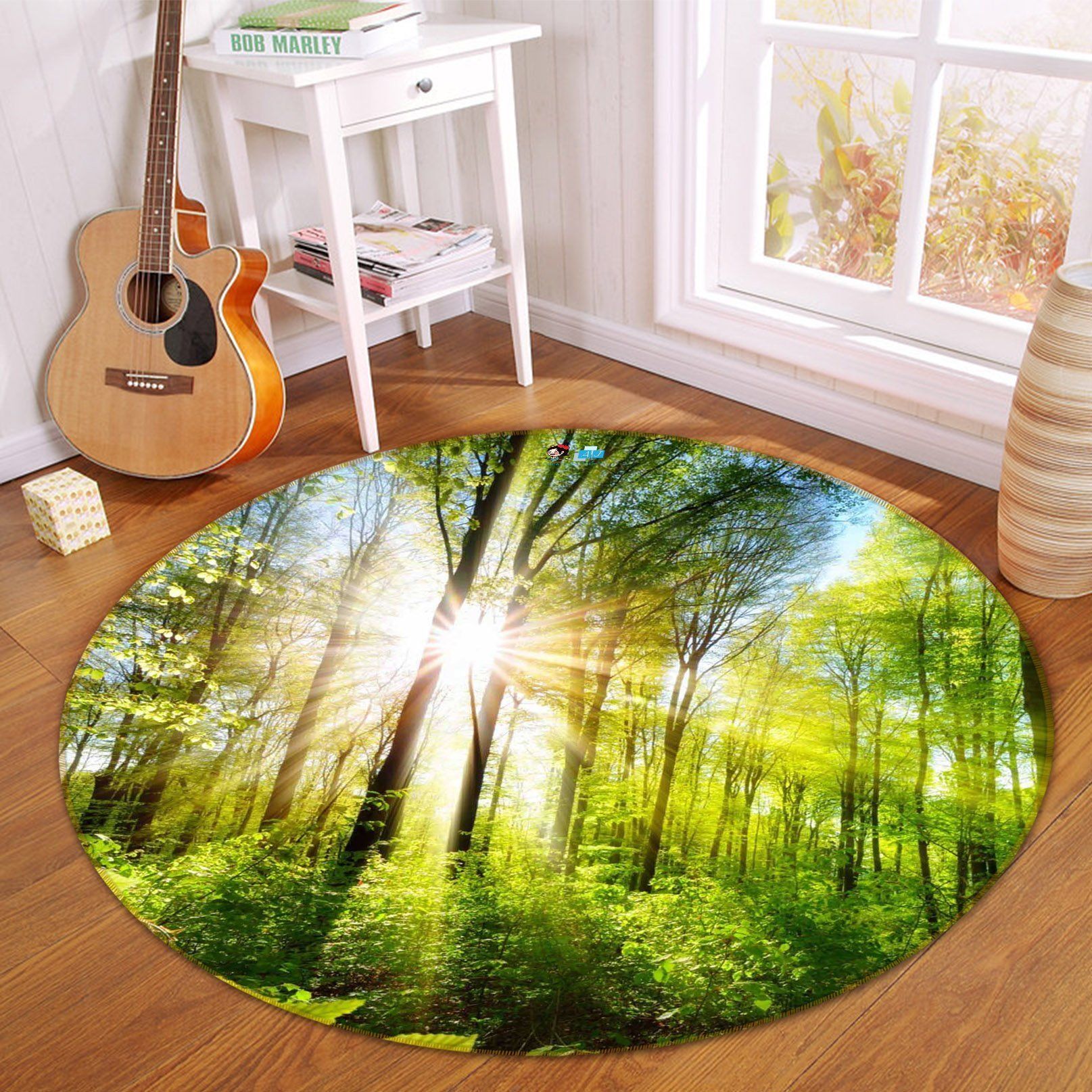 3D Forest Bright Sunshine 61 Round Non Slip Rug Mat Mat AJ Creativity Home 