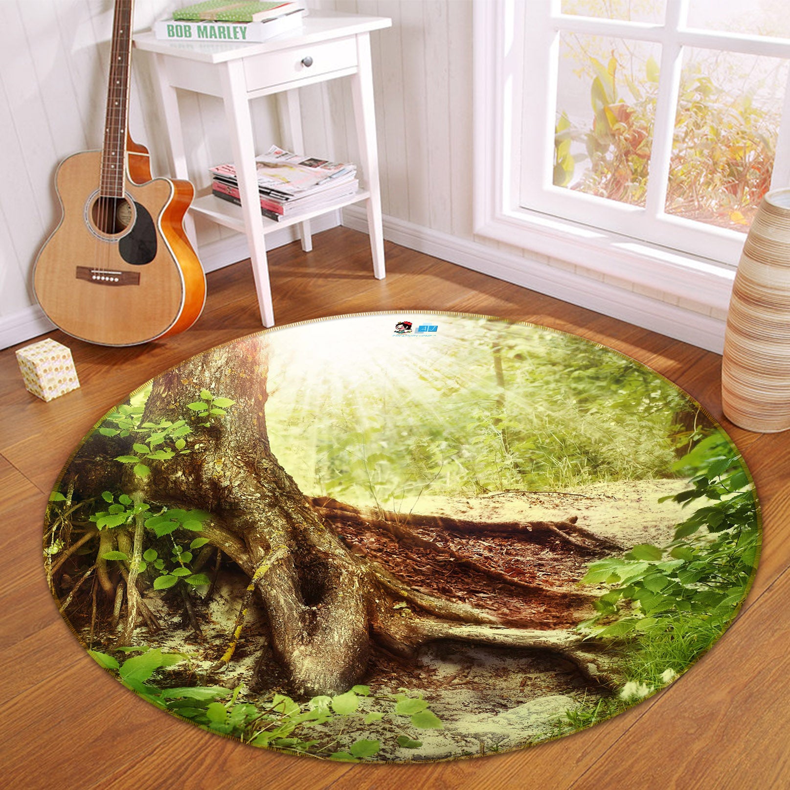 3D Big Tree Roots 66199 Round Non Slip Rug Mat