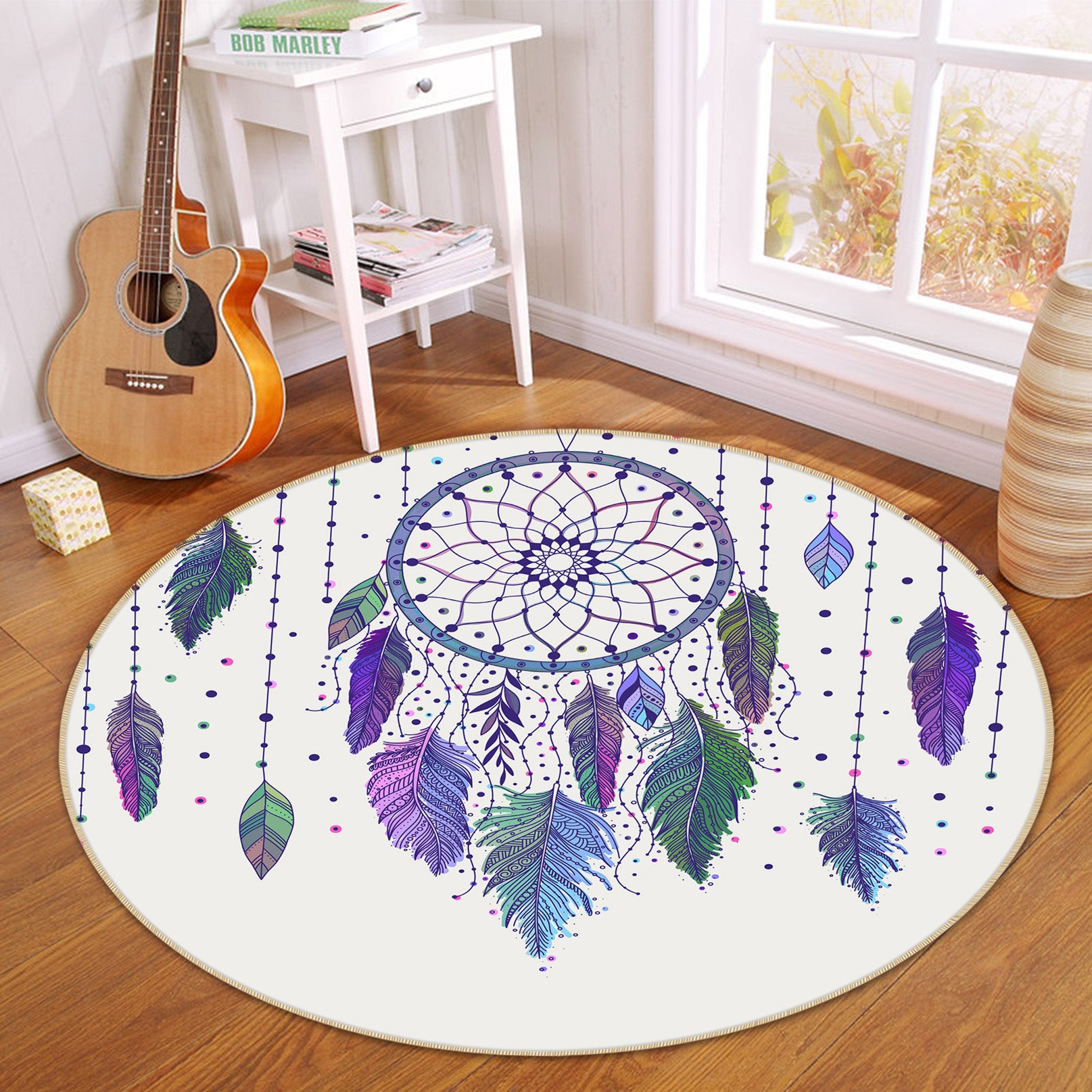 3D Dreamcatcher 29009 Round Non Slip Rug Mat