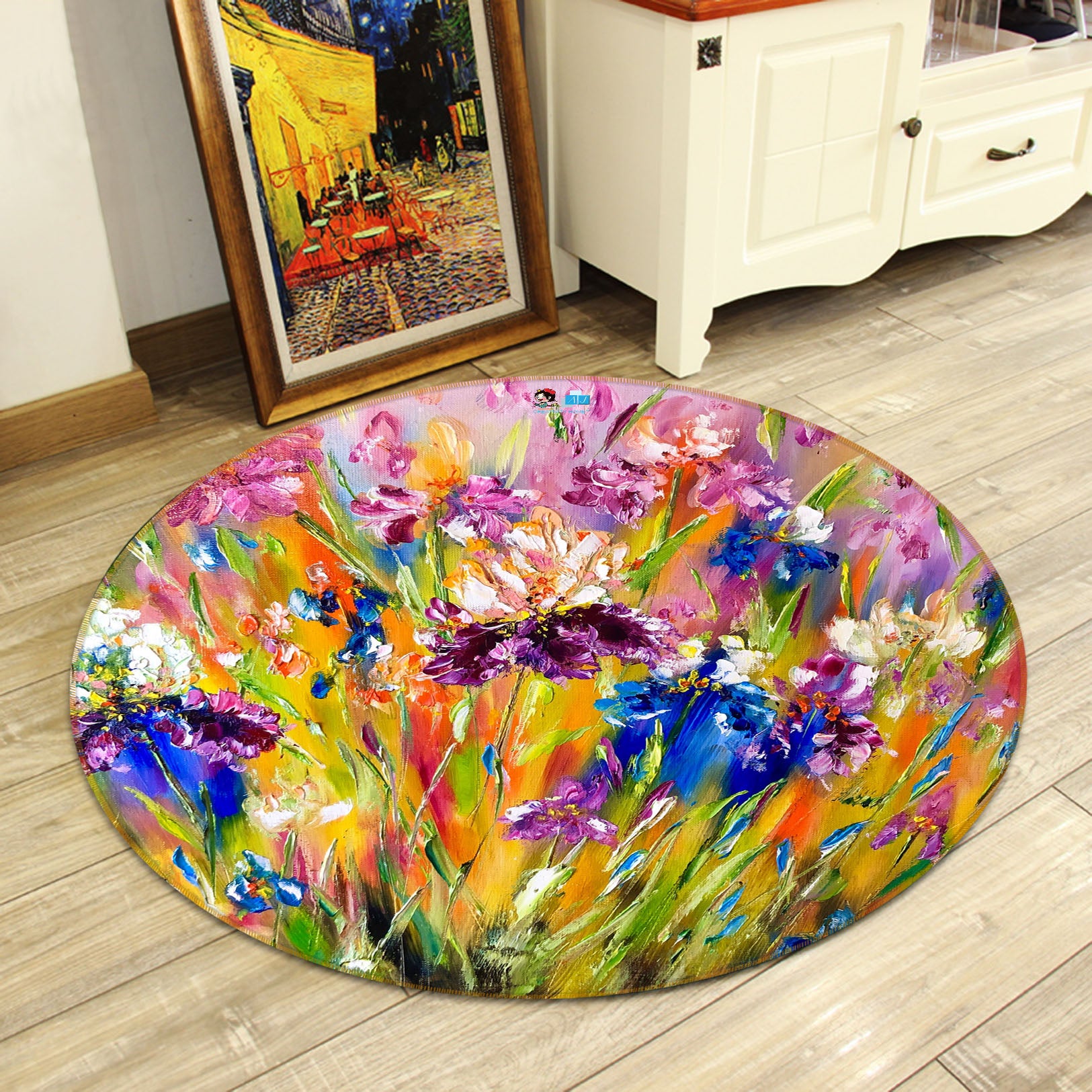 3D Watercolor Bouquet 870 Skromova Marina Rug Round Non Slip Rug Mat