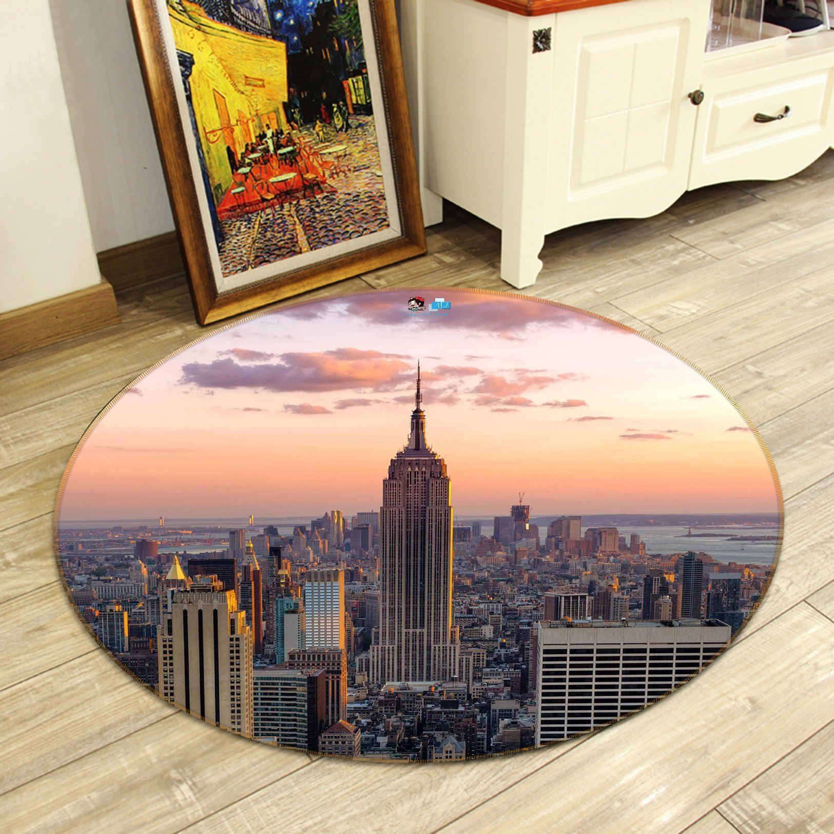 3D Sunset New York 138 Round Non Slip Rug Mat Mat AJ Creativity Home 