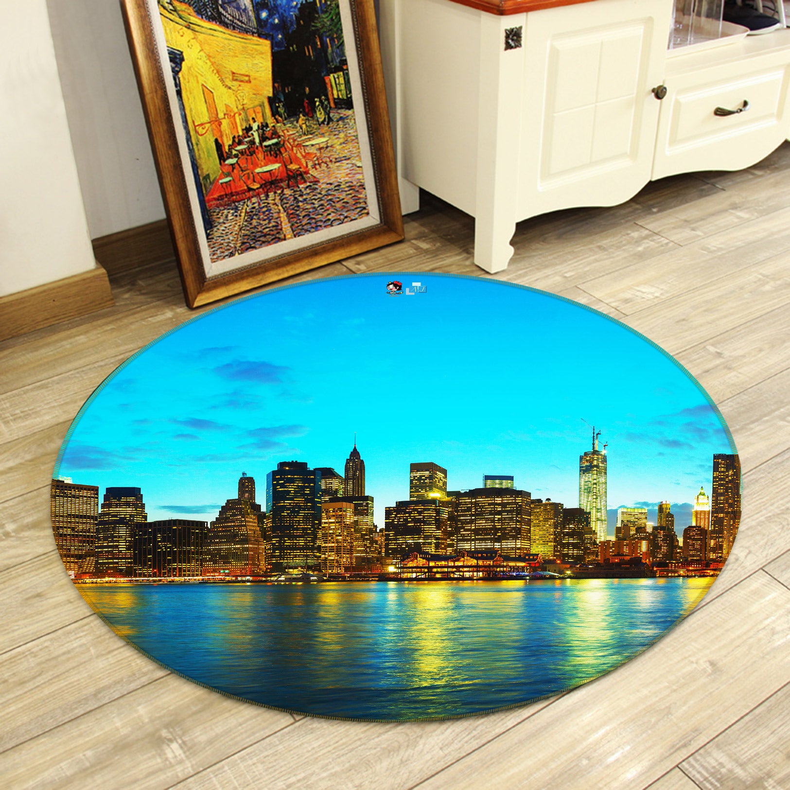 3D City Building 80212 Round Non Slip Rug Mat