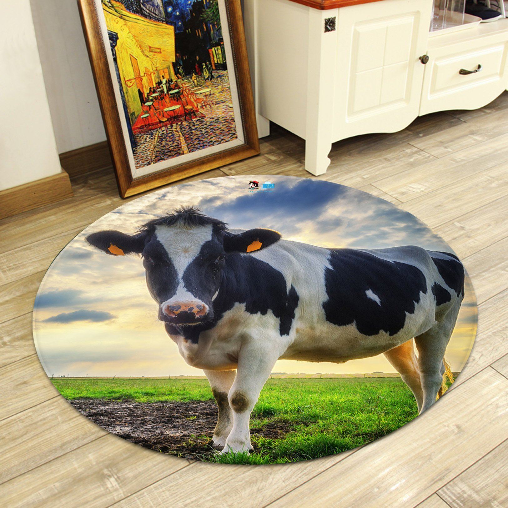 3D Cow 5769 Round Non Slip Rug Mat Mat AJ Creativity Home 