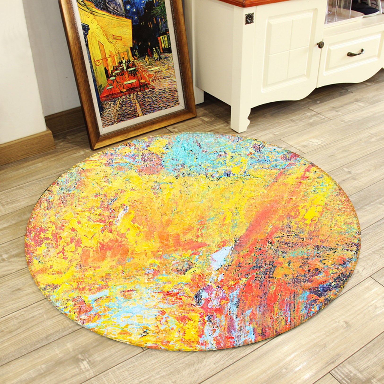 3D Color Pattern 71179 Round Non Slip Rug Mat