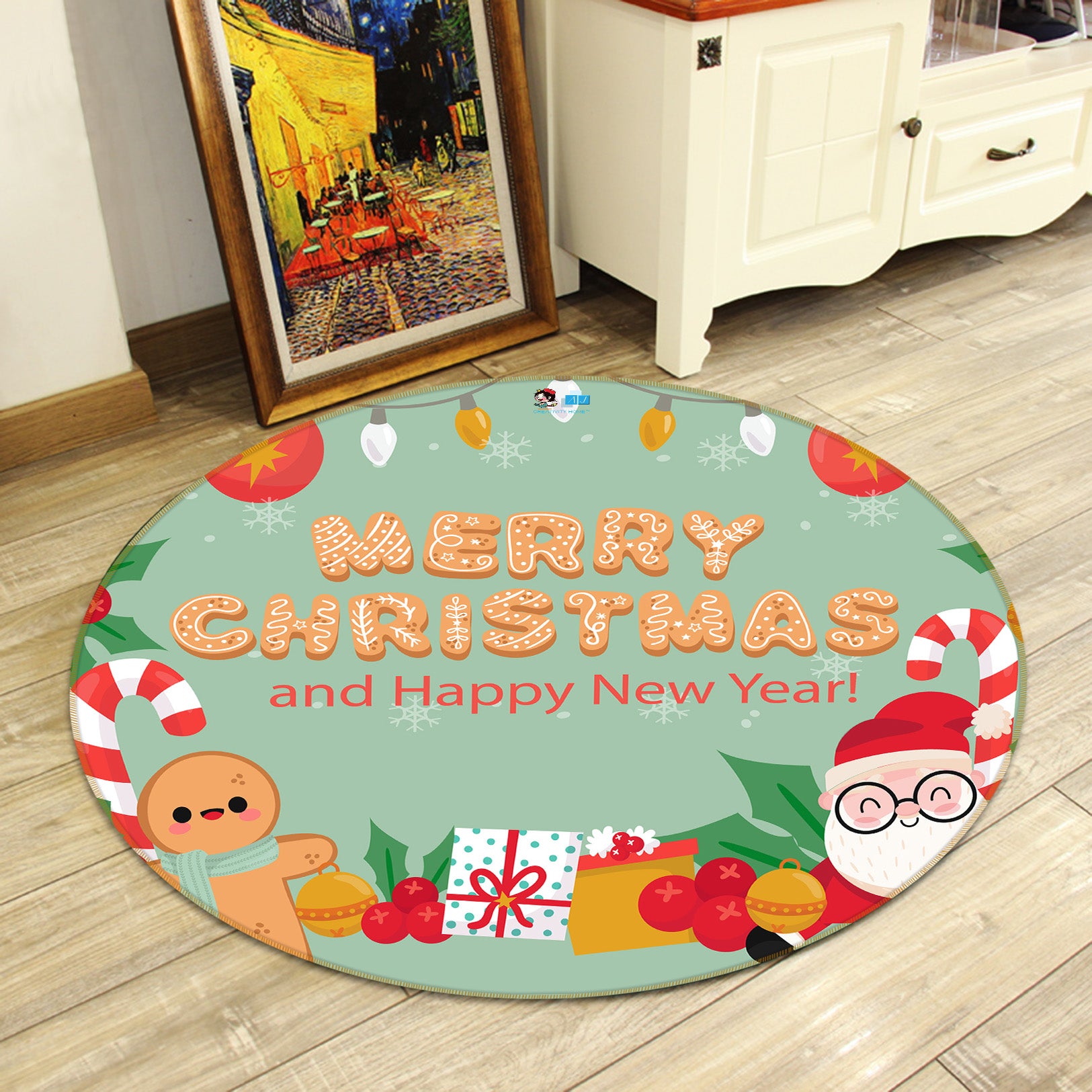 3D Gift Santa 81134 Round Non Slip Rug Mat