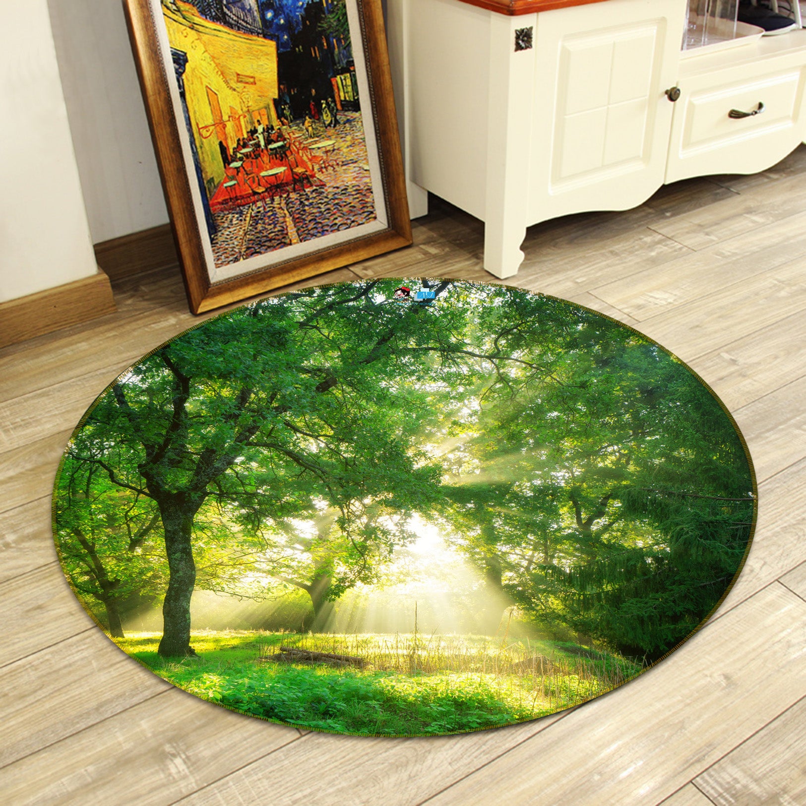 3D Sunny Woods 81096 Round Non Slip Rug Mat