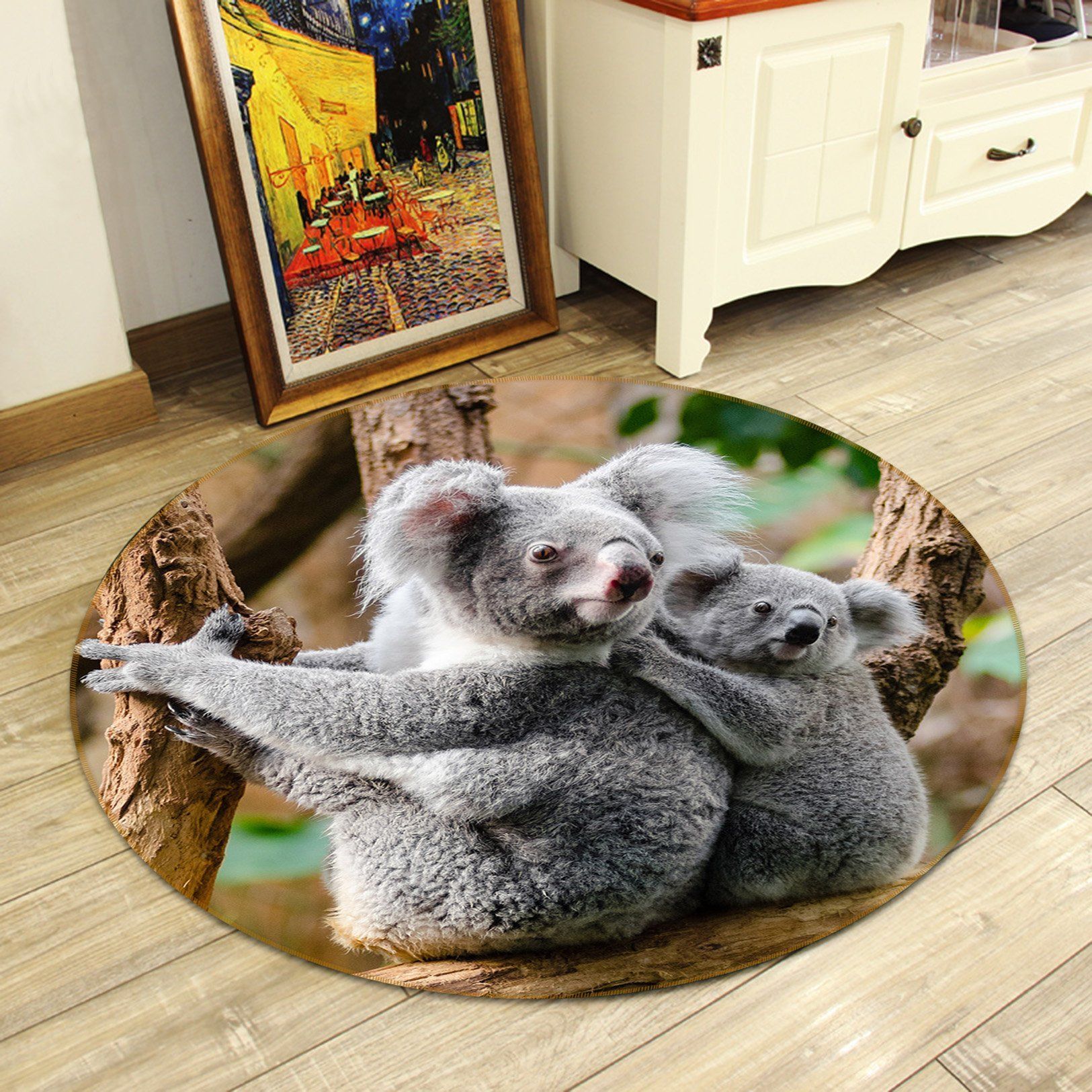 3D Koala 021 Animal Round Non Slip Rug Mat Mat AJ Creativity Home 