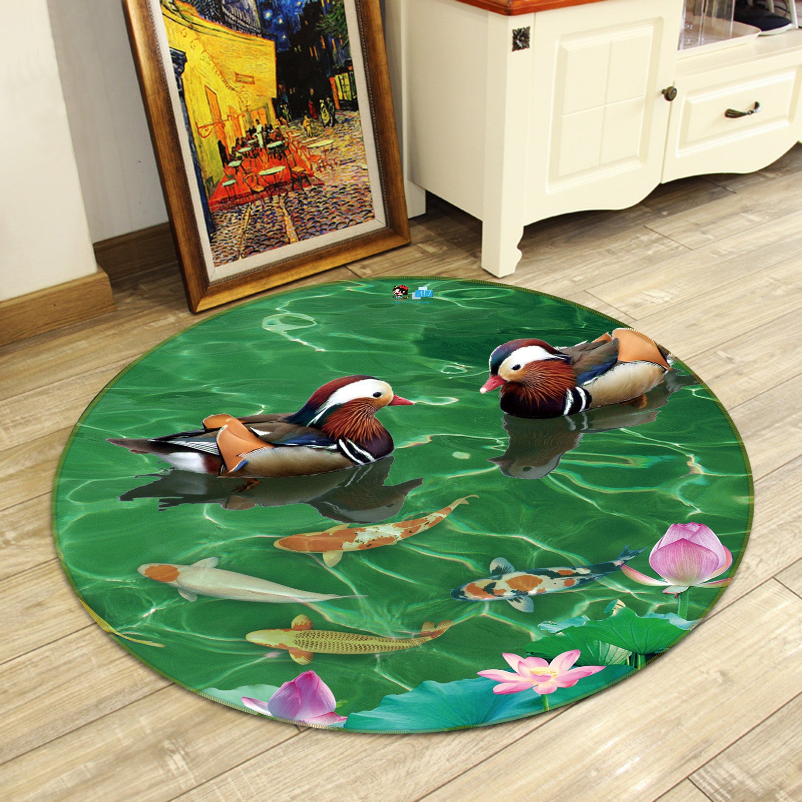 3D Mandarin Duck 71295 Round Non Slip Rug Mat
