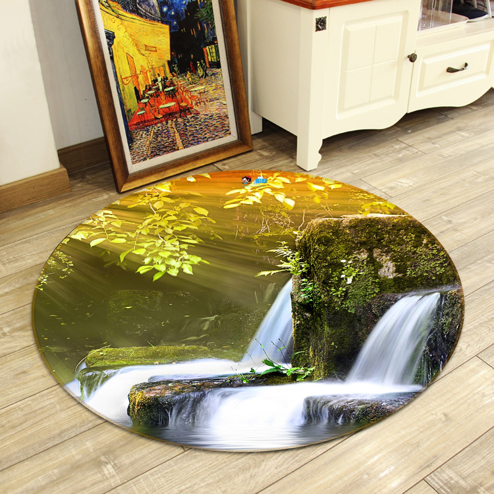 3D Waterfall 72054 Round Non Slip Rug Mat